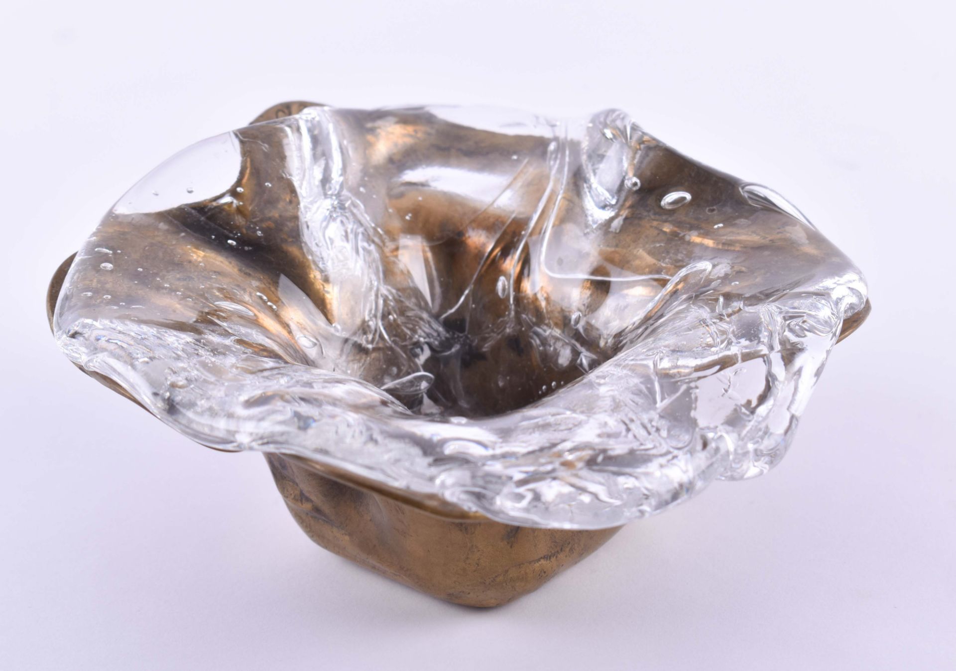Lothar KLUTE (1946)bronze bowl with crystal insert (two small chips on the crystal), signed and - Bild 2 aus 5