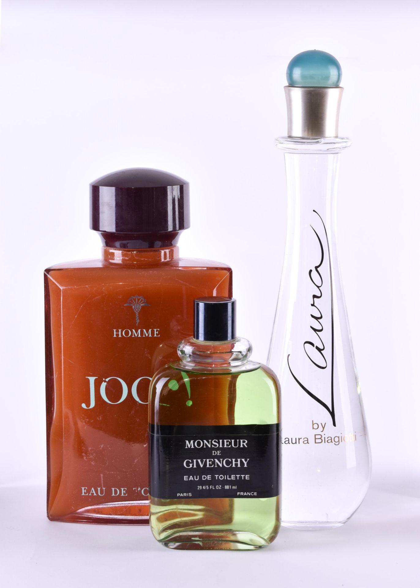 3 big facticeincluded, Monsieur de Givenchy (height: 23 cm), Joop Homme (height: 33 cm) and Laura at