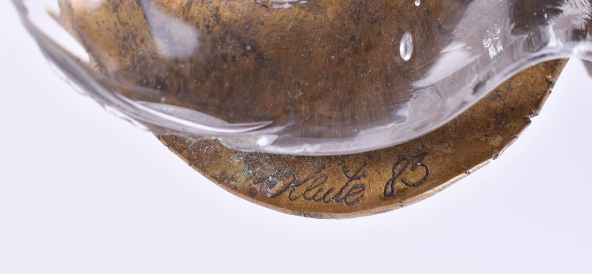 Lothar KLUTE (1946)bronze bowl with crystal insert (two small chips on the crystal), signed and - Bild 5 aus 5