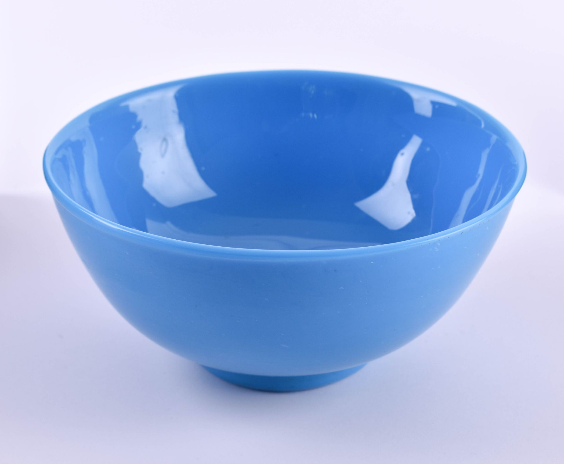 Beijing glass bowl China Qing dynasty 19th centuryblue glass, with Qianlong Nian Zhi stand mark,