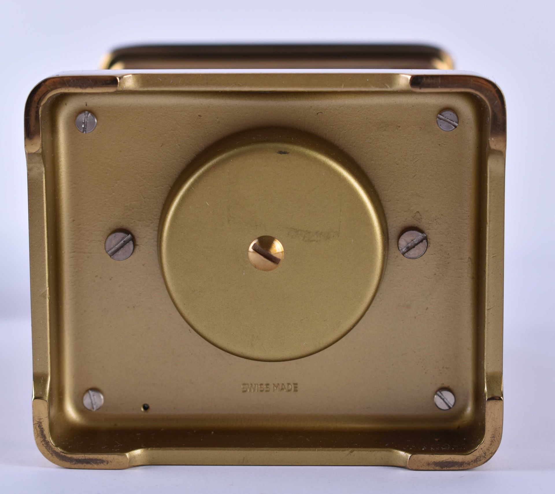 Small travel alarm clock Matthew NormanSwitzerland, brass housing glazed on all sides with - Image 6 of 6