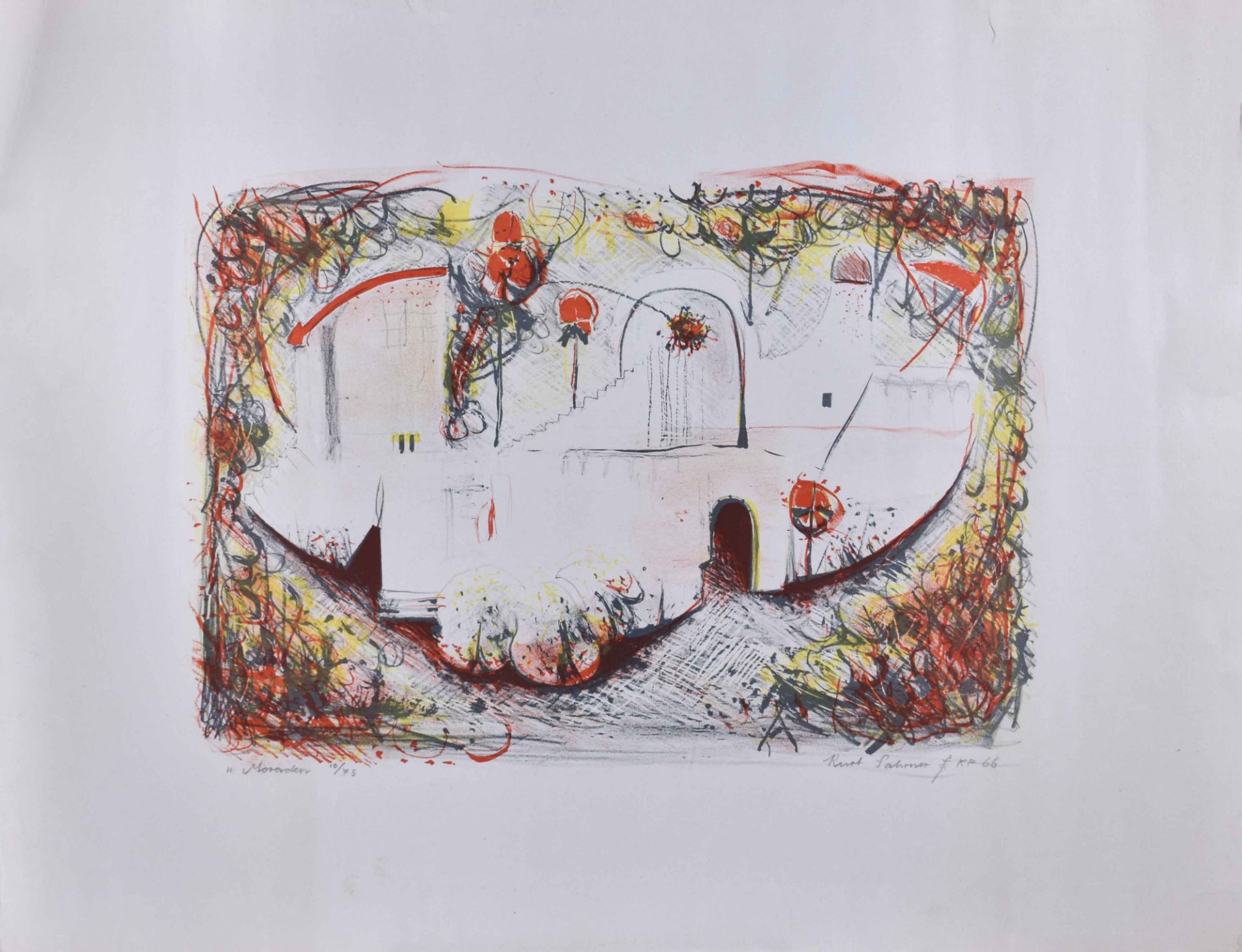 Kurt Ernst FAHRNER (1932-1977)"Morarden"graphic color lithography on laid paper, 50 cm x 65 cm, - Bild 2 aus 7