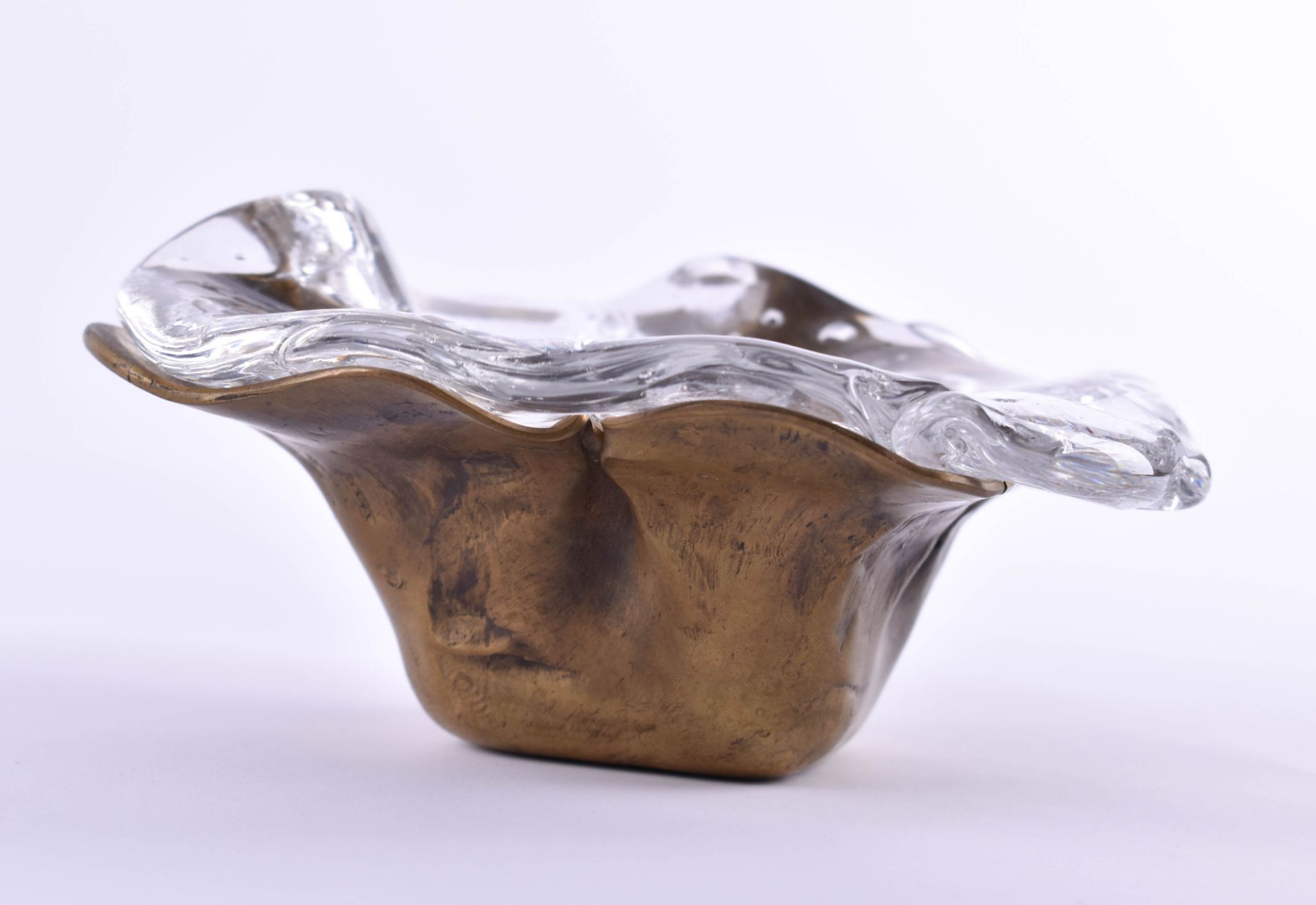 Lothar KLUTE (1946)bronze bowl with crystal insert (two small chips on the crystal), signed and - Bild 3 aus 5