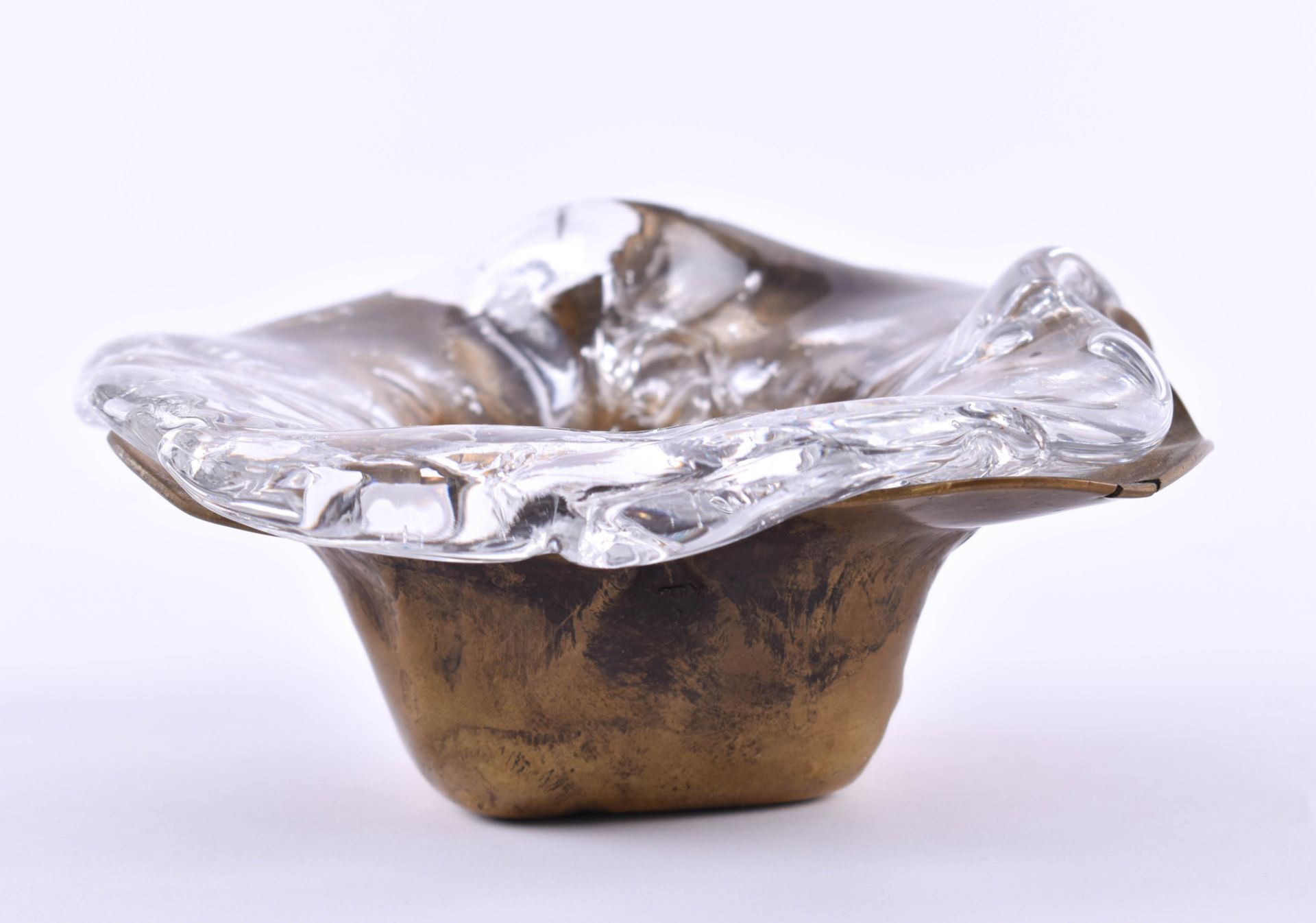 Lothar KLUTE (1946)bronze bowl with crystal insert (two small chips on the crystal), signed and