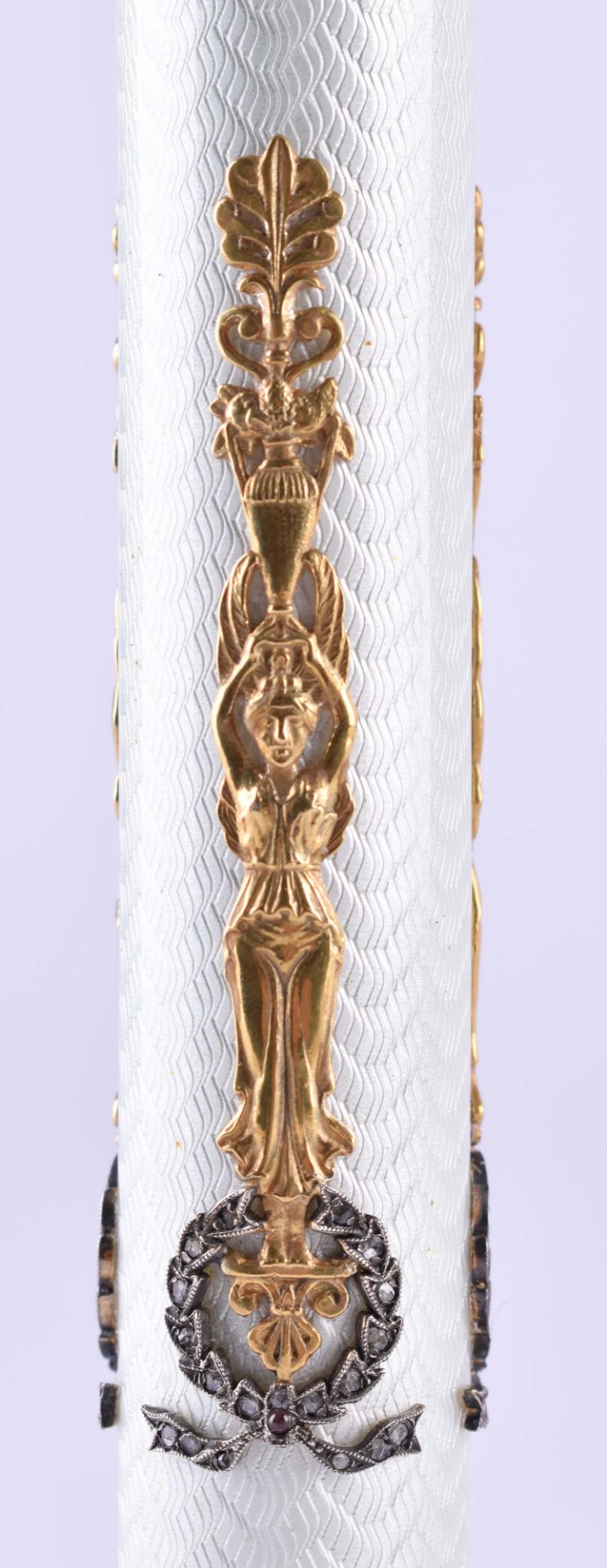 Cigar etui Russiasilver 88 Zolotnik gold-plated, white guilloche enamel, set with small diamond - Bild 5 aus 7
