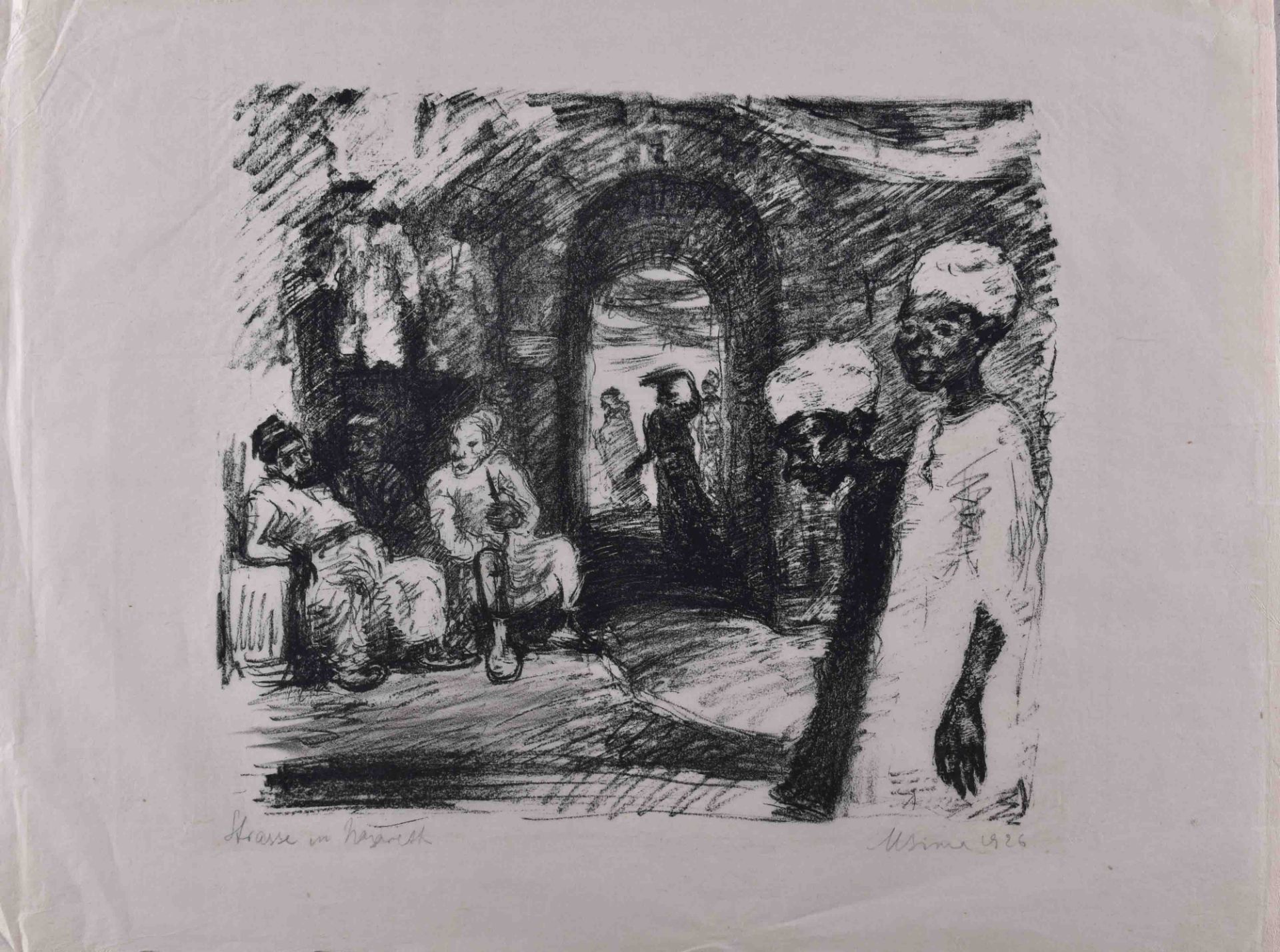 Miron SIMA (1902-1999)"Die Straße von Nazareth"graphic lithography on Japanese paper, 46 cm x 61.5