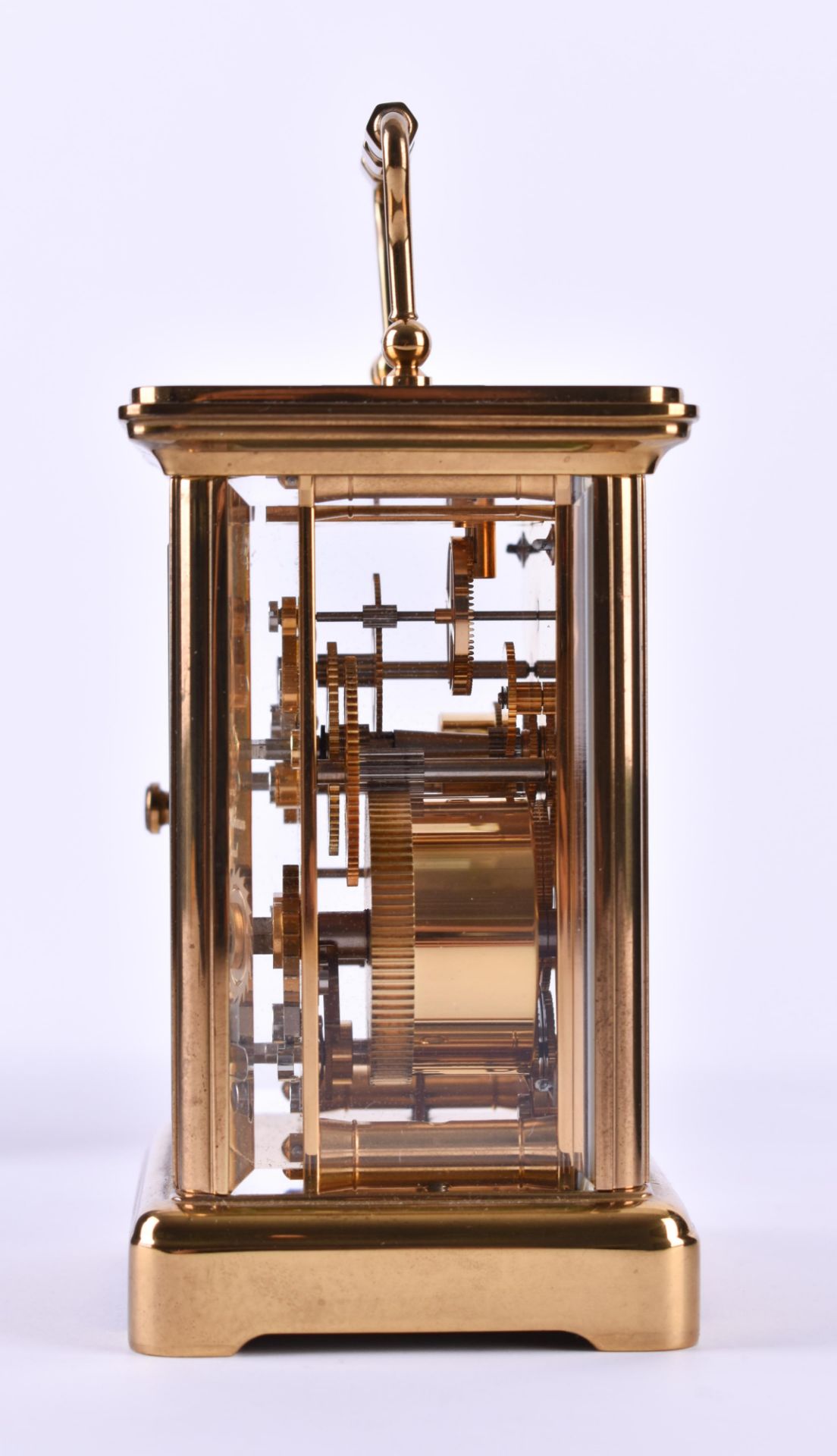 Small travel alarm clock Matthew NormanSwitzerland, brass housing glazed on all sides with - Image 3 of 6