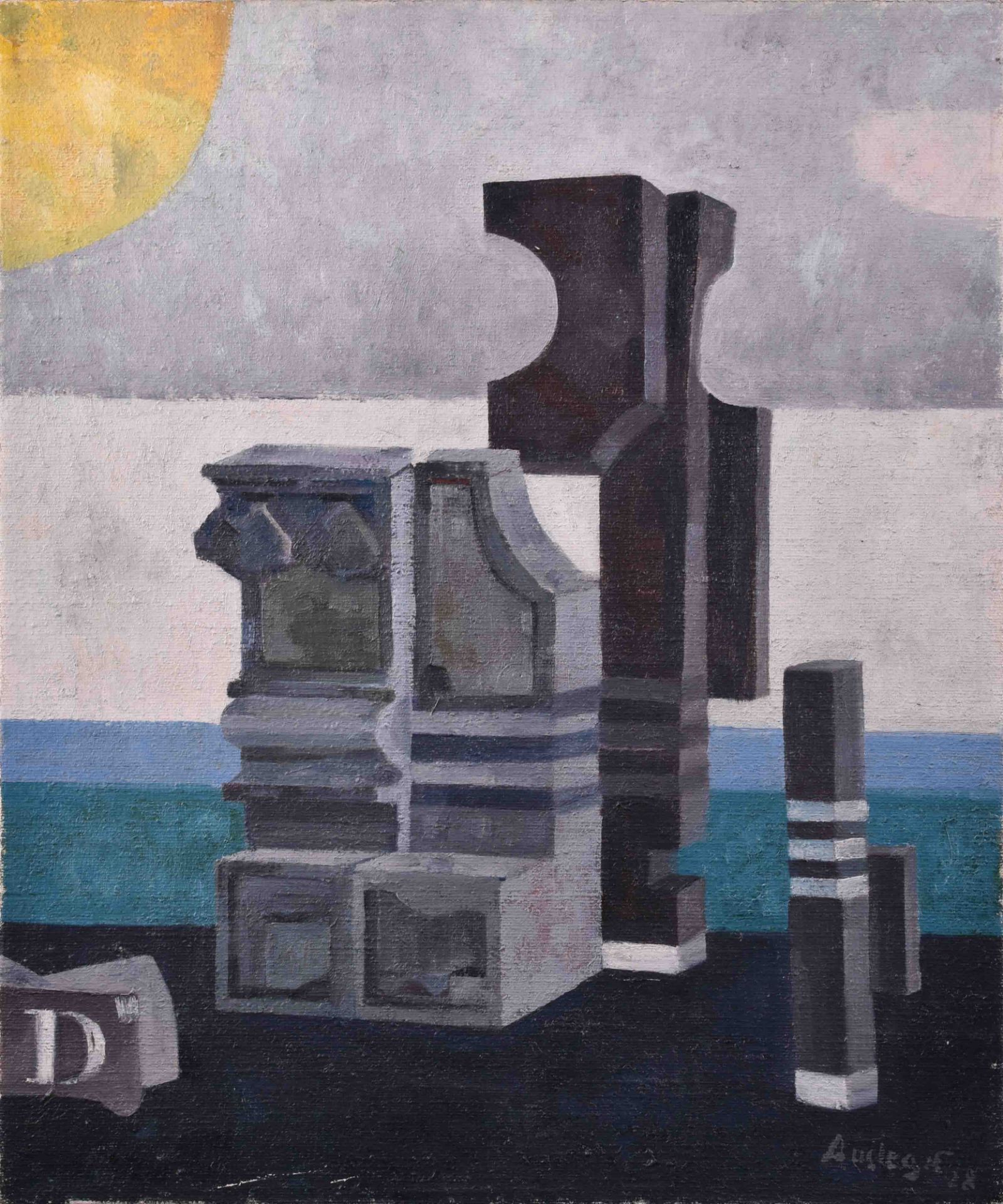Rudolf AUSLEGER (1897-1974)"Constructivist composition"painting oil / canvas, 50 cm x 42 cm,signed