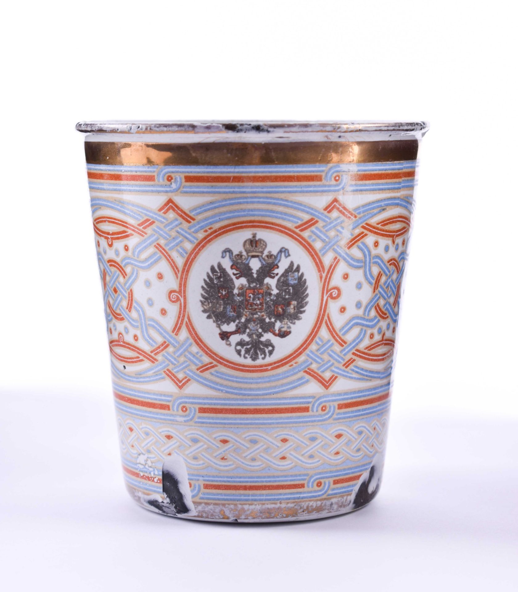 Enamel memory mug of tsar Nicholas II 1896on the coronation of Tsar Nicholas II in 1896, enameled