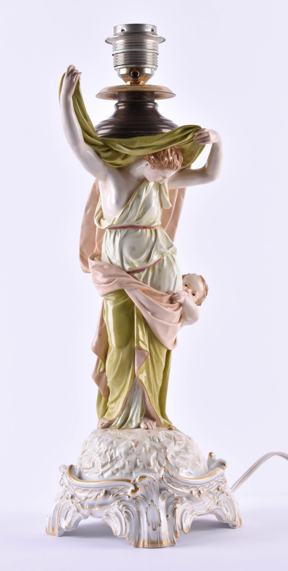 Figurative lamp base KPM2 pieces, mother and child following an antique archetype, polychrome - Bild 2 aus 7