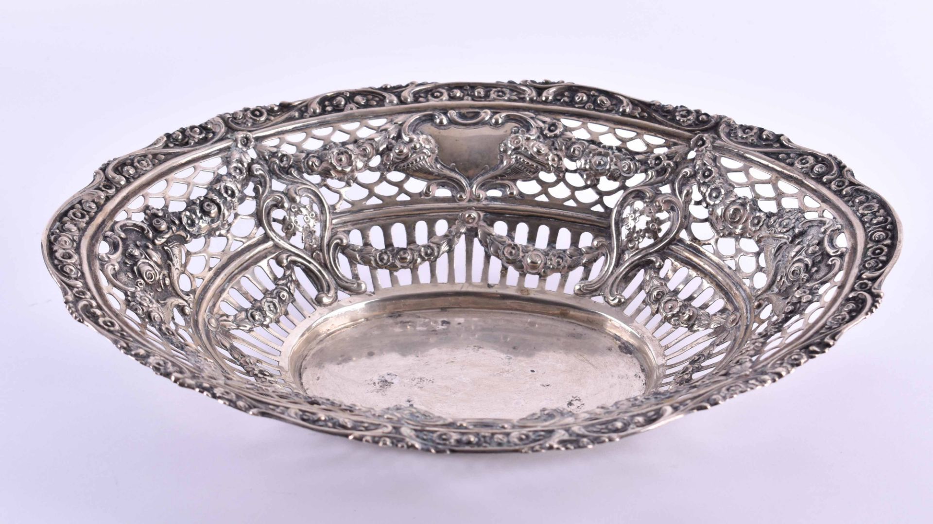 Silver bowl around 1900silver 800/000, under the bottom with dedication, 5 cm x 26 cm x 20.5 cm,