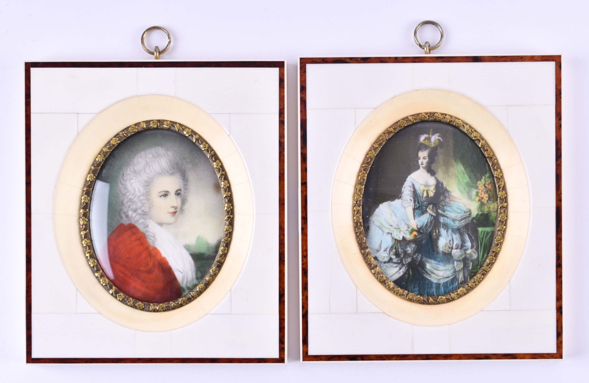 2 miniaturesMarie Antoinette and Maria Esabella Rutland, each 14 cm x 12.5 cm2 MiniaturenMarie