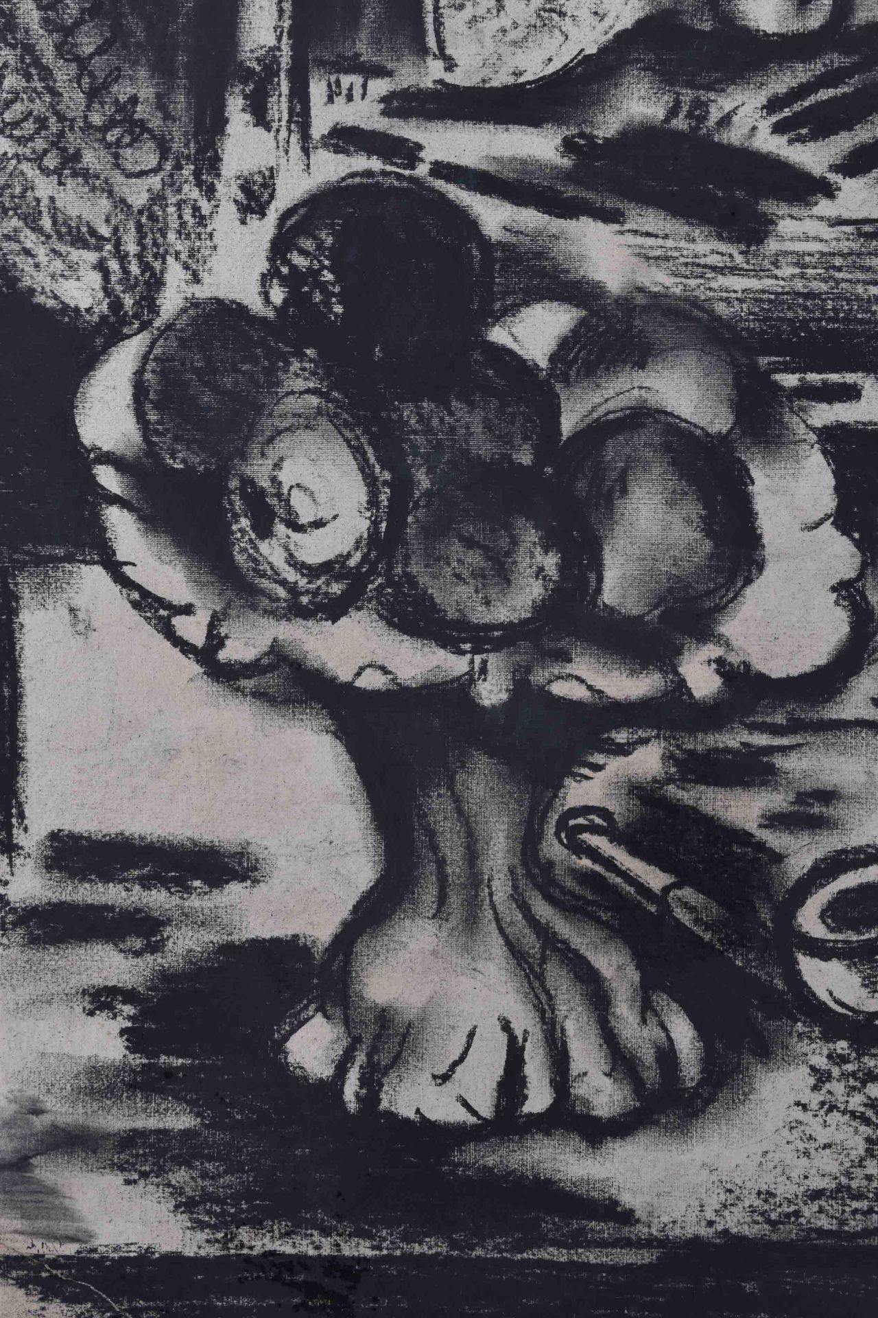 Paul KUHFUSS (1883-1960)"Stillleben mit liegendem Akt"Zeichnung-Sibierische Kreide, Papier 57 cm x - Bild 4 aus 5
