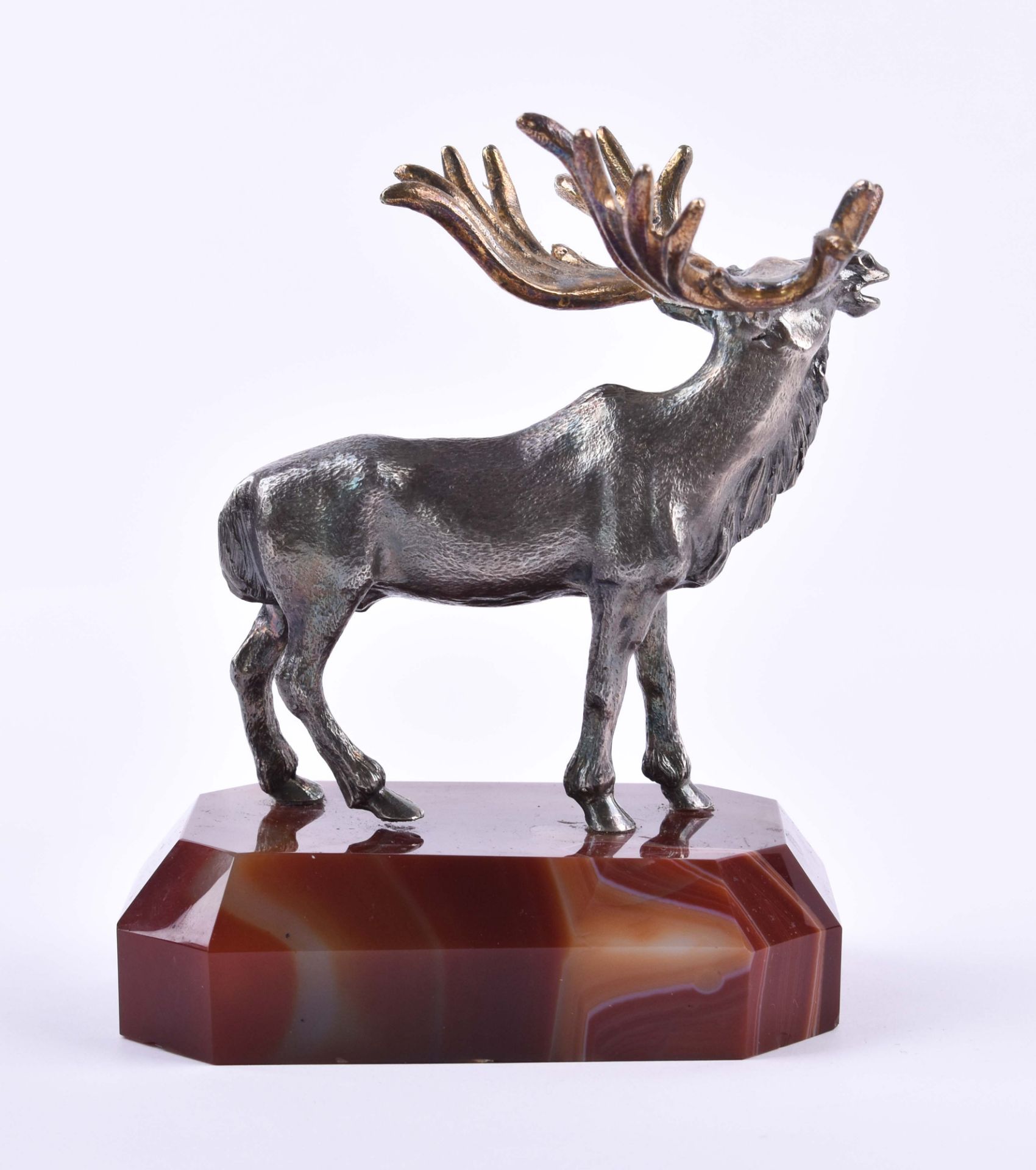Tierfigur RusslandElch, Silber 84 Zolotnik, auf Achatsockel stehend, Gesamtgewicht ca. 500 g, 11,5 - Bild 4 aus 5
