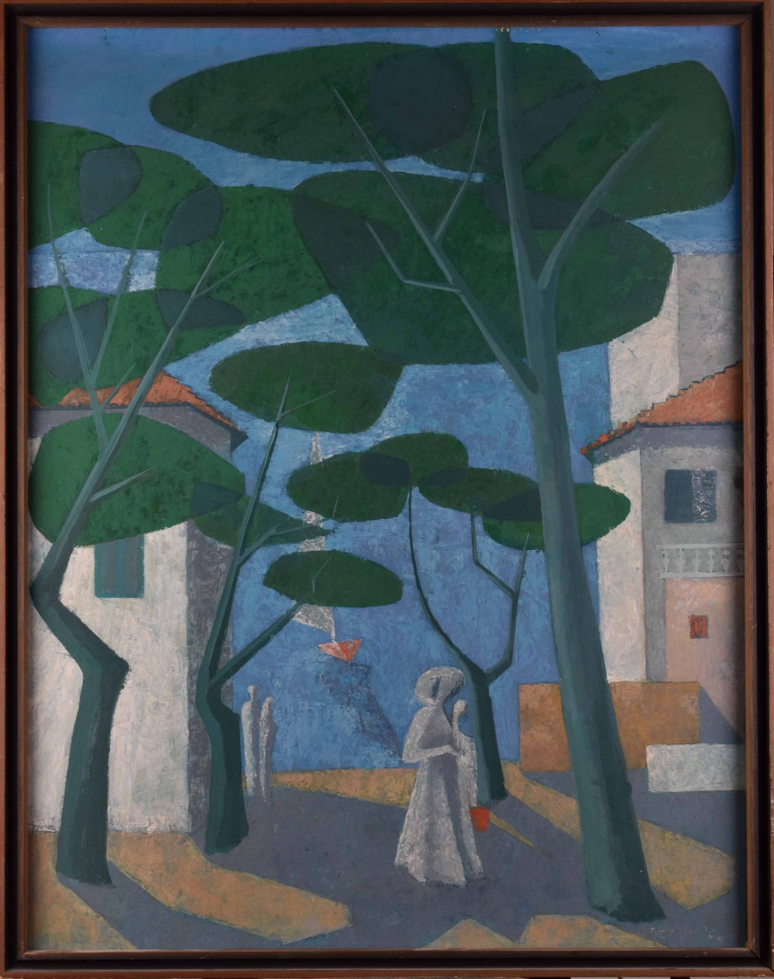 Ferdi WALTHER (1911-2000)"Promenade am Meer"Gemälde, Tempera auf Holz, 100 cm x 78 cm,verso - Bild 2 aus 6