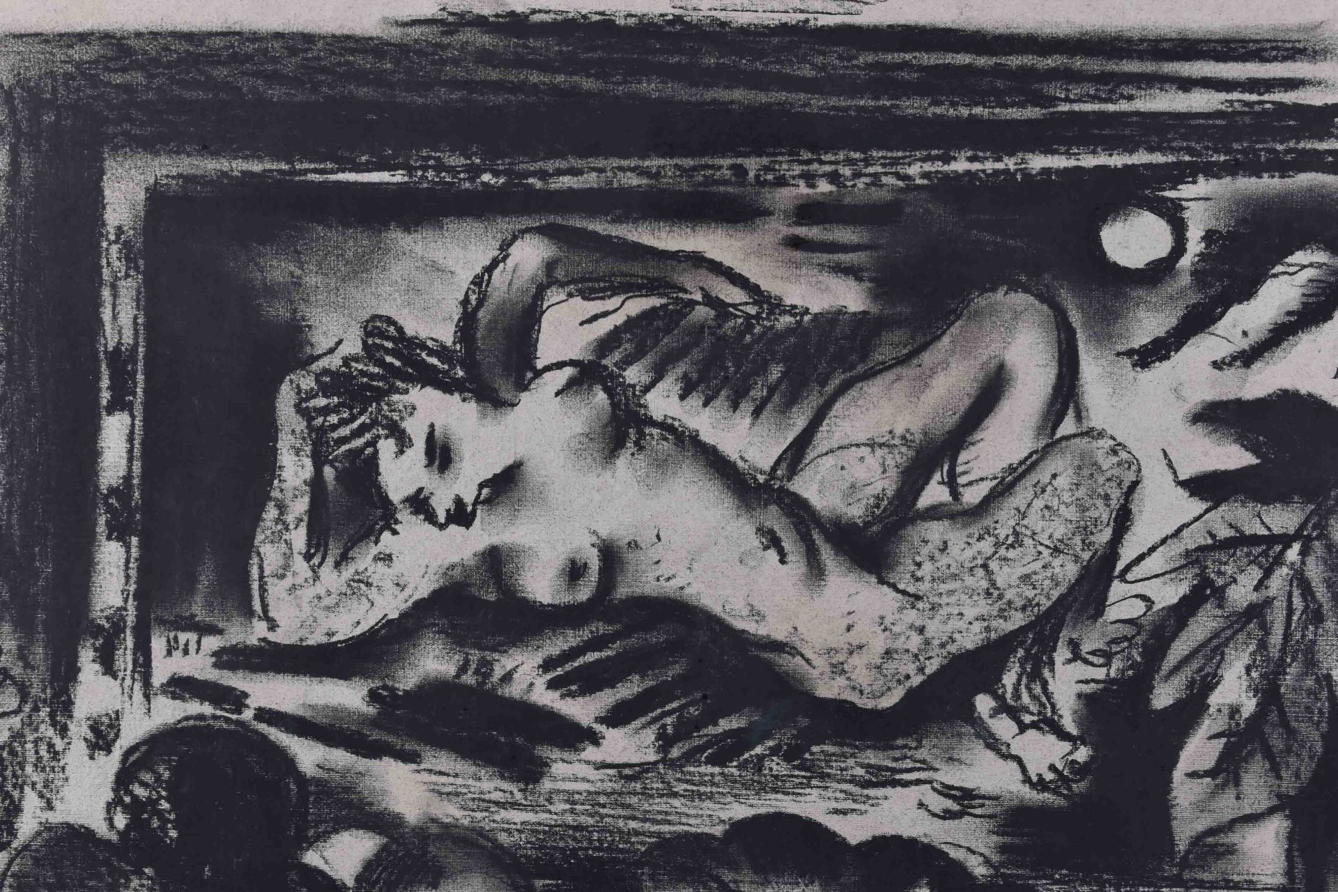 Paul KUHFUSS (1883-1960)"Stillleben mit liegendem Akt"Zeichnung-Sibierische Kreide, Papier 57 cm x - Bild 2 aus 5