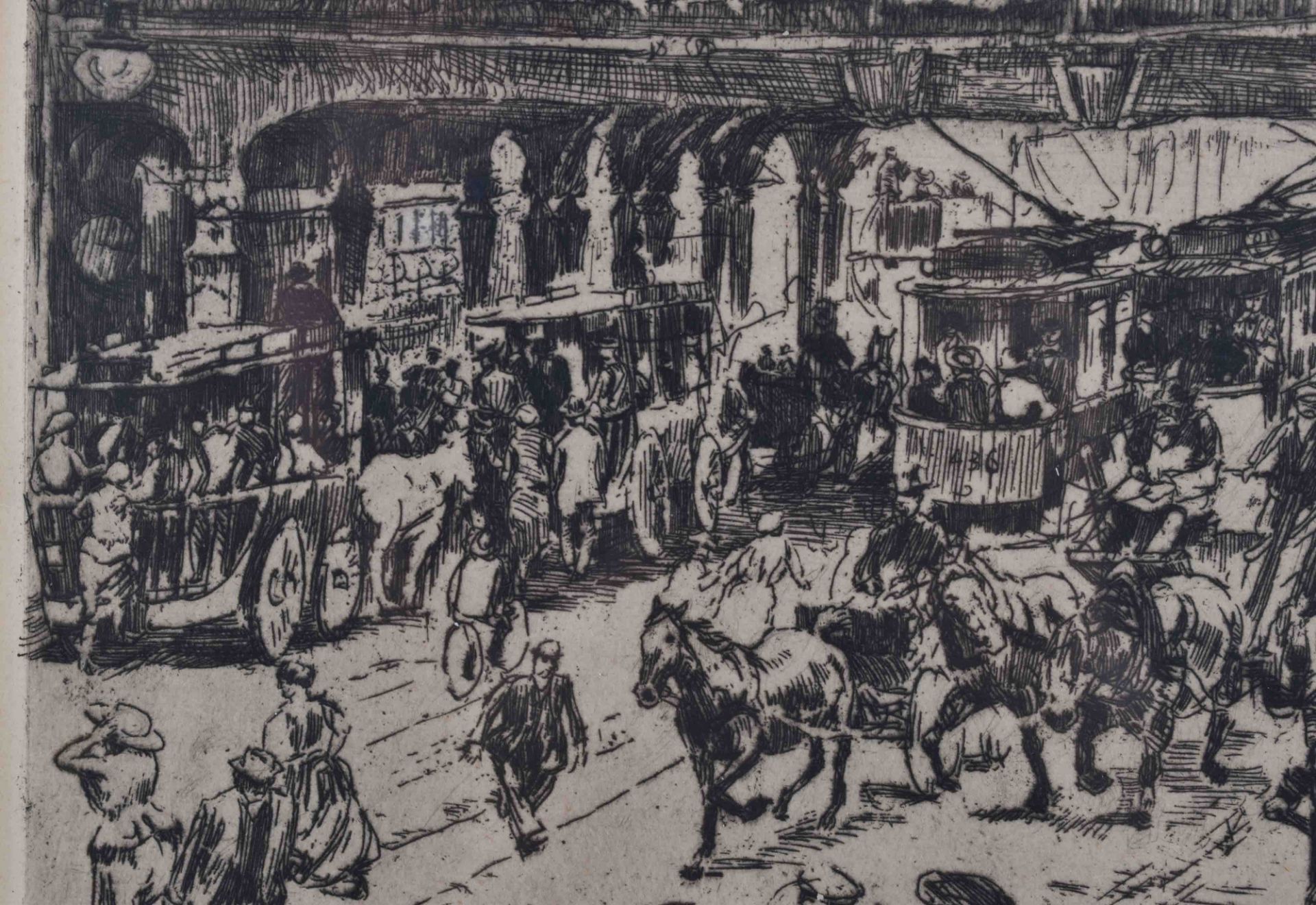 Wilhelm GIESE (1883-1945)"Berlin - Alexanderplatz"Grafik - Lithographie, Sichtmaß: 25,5 cm x 23,5 - Bild 2 aus 5