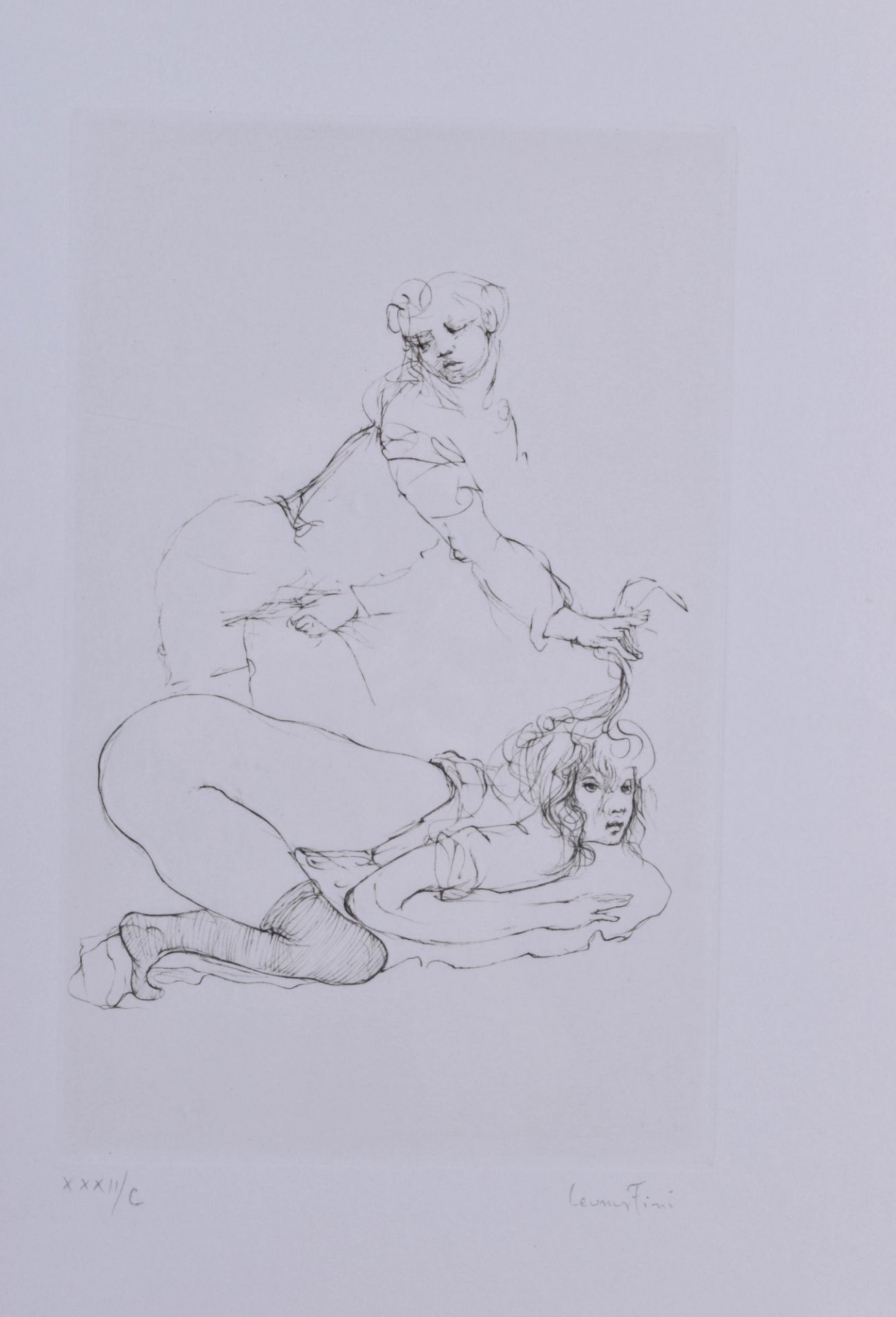 Leonor FINI (1907-1996)"Ohne Titel-erotische Szene"Grafik-Radierung, 25,5 cm x 16 cm,rechts unten