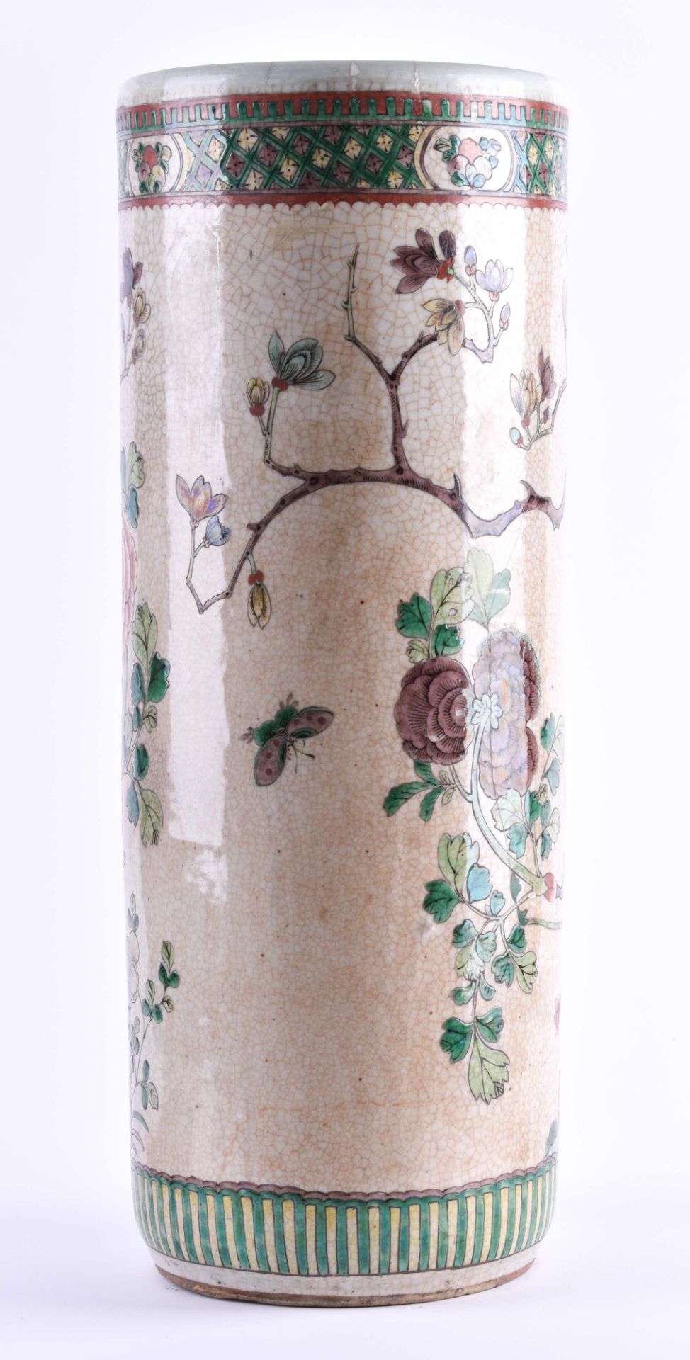 Famille Rose Bodenvase China Qing Periodeumlaufend mit floraler, Insekten - und Vogel Malerei - Bild 3 aus 7