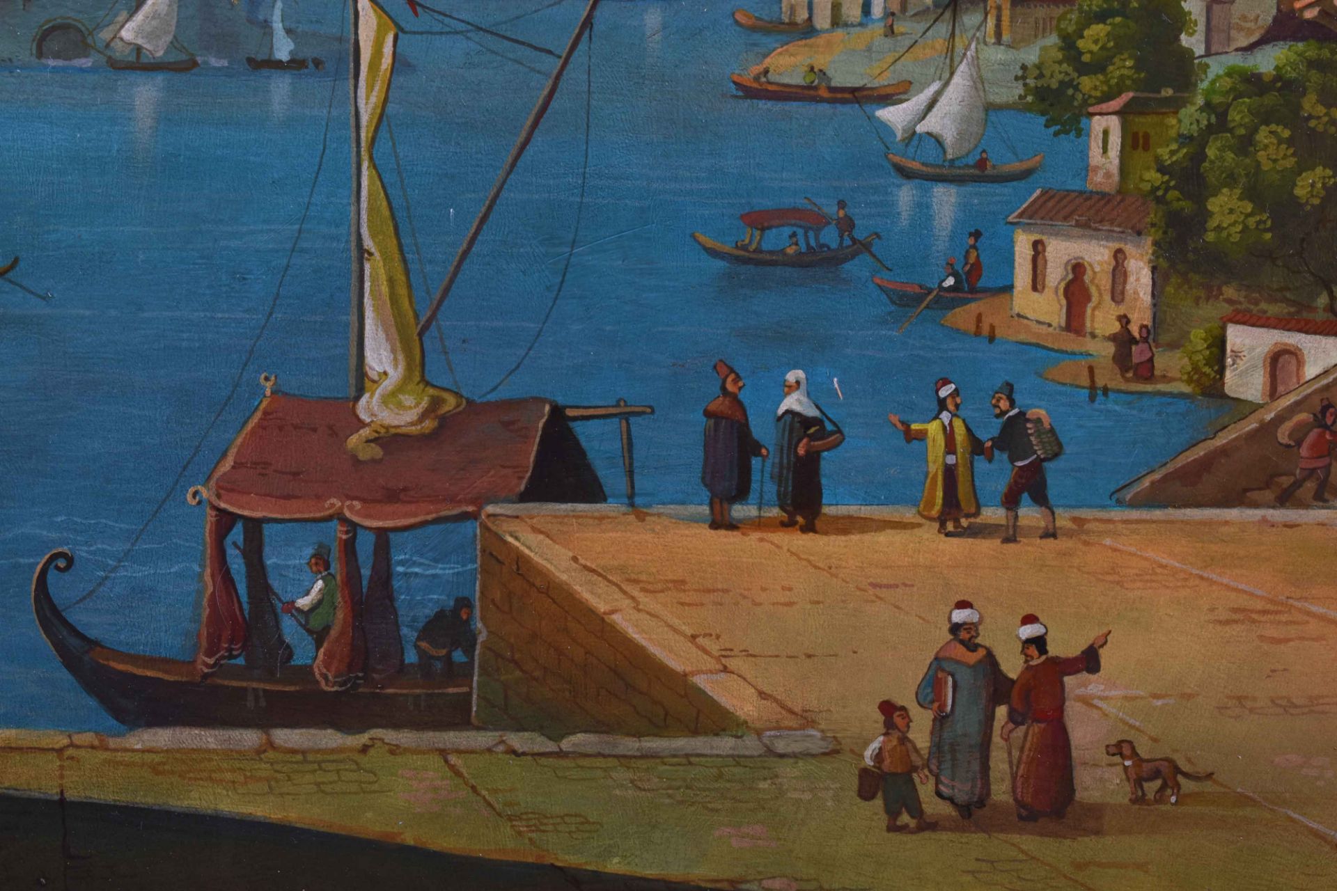 G.Gianni 19. Jhd."Blick auf Istanbul"Gemälde Öl / Leinwand(doubliert), 38 cm x 60 cm,links unten - Bild 4 aus 6