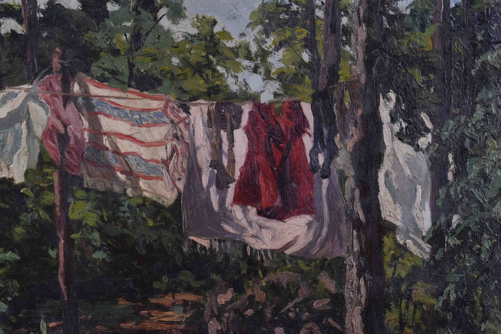 Richard PULS (1855-1932)"Wäsche im Walde"Gemälde Öl / Leinwand, 64 cm x 47 cm,rechts unten signiert, - Bild 2 aus 6