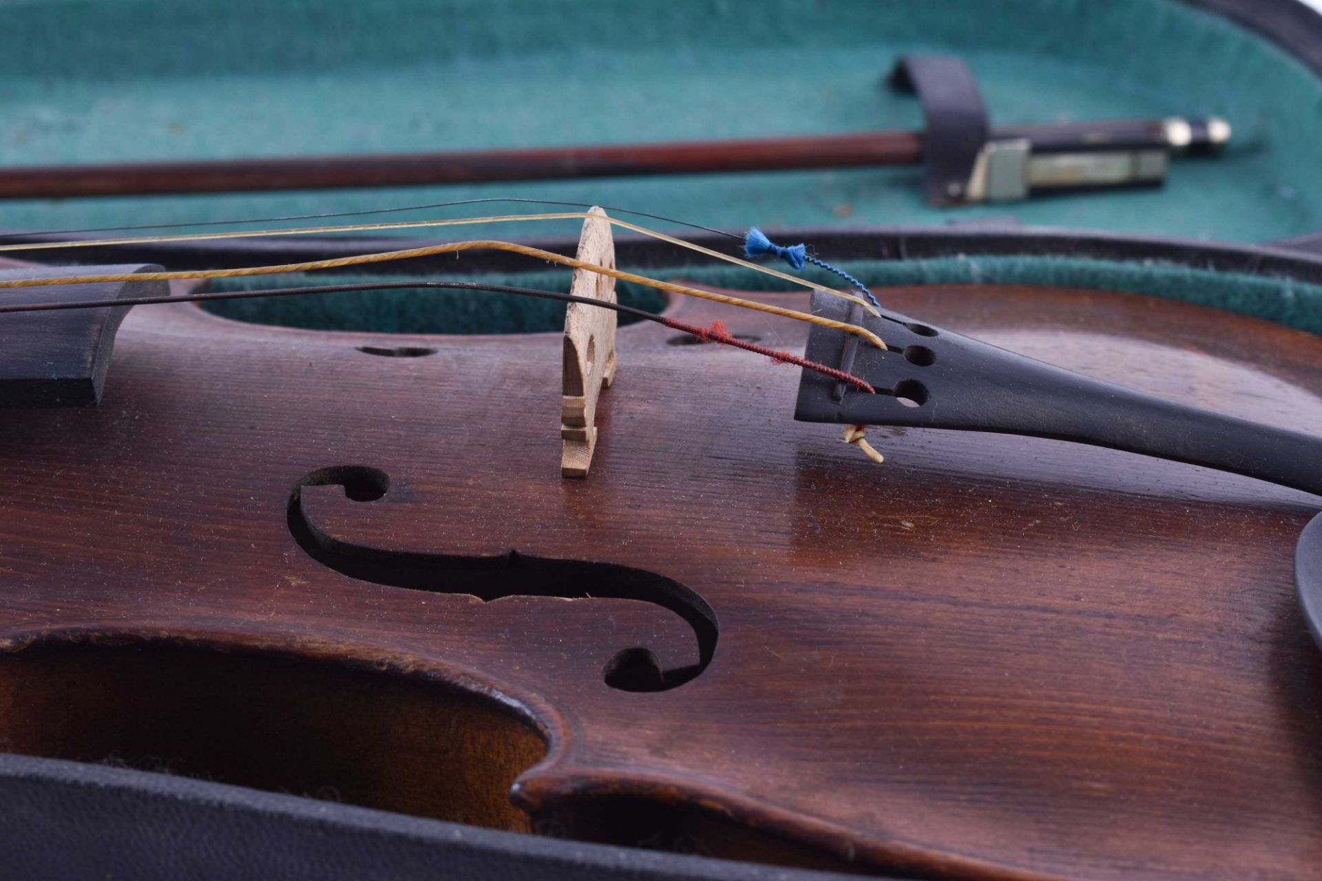 Geige 19. Jhd.innen alter Aufkleber Jacobus Stainer, dabei Geigenbogen ohne Bogenhaar, im - Bild 4 aus 6