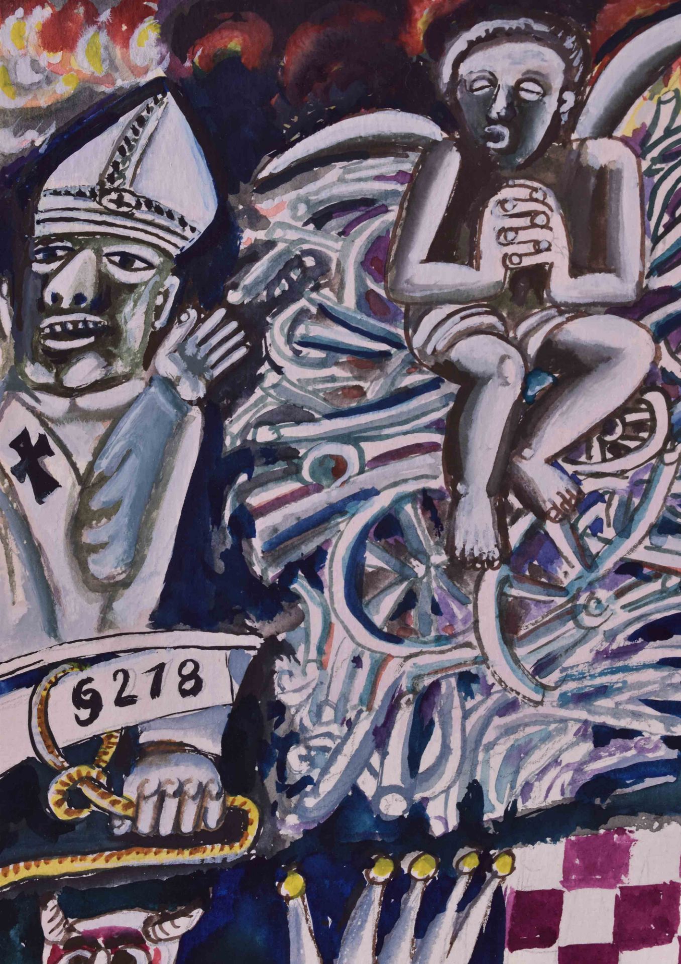 Herbert BERGMANN-HANNAK (1921-2013)"Radioaktiv"Gouache- Mischtechnik, 42 cm x 29,5 cm,links unten - Bild 2 aus 4