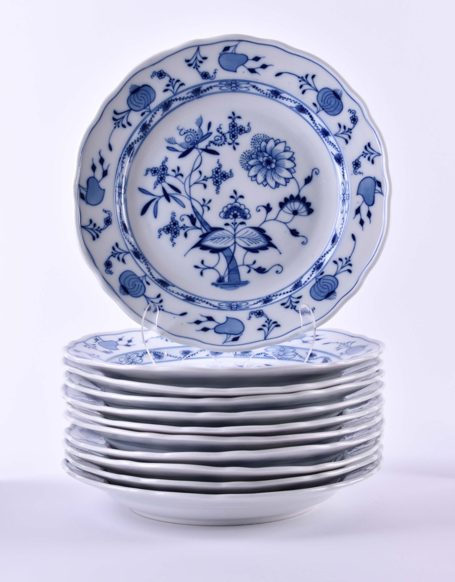 11 Speiseteller Stadt MeissenZwiebelmuster, gemarkt, Ø 25 cm11 dinner plates Stadt Meissendecor