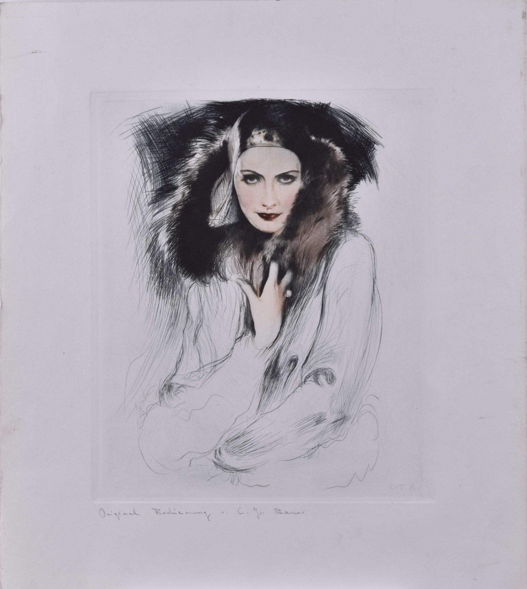 Carl Josef BAUER (1897-1989)"Portait of a lady"Grafik-Farbradierung, 30 cm x 25 cm,unten signiert