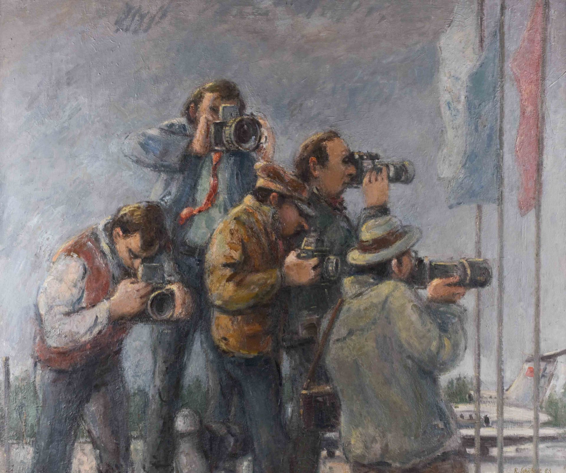 Rolf SCHUBERT (1932-2013)"Staatsbesuch aus Moskau"Gemälde Öl / Leinwand, 98,5 cm 119,5 cm,mit Rahmen