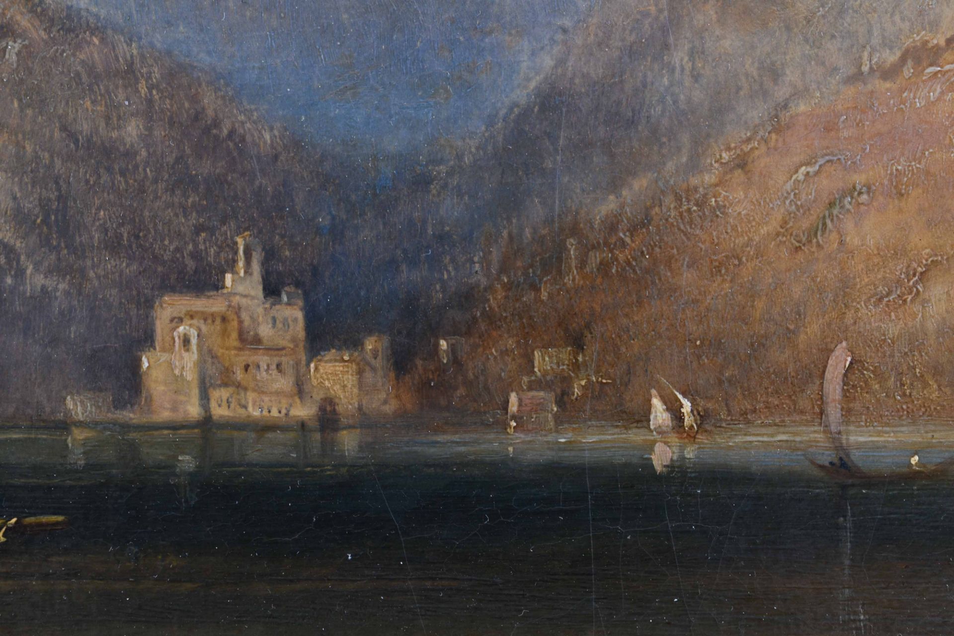 George Edwards HERING (1805-1879)"Villa am Gardasee"Mediterrane Szene mit einer Gondel und - Bild 6 aus 7