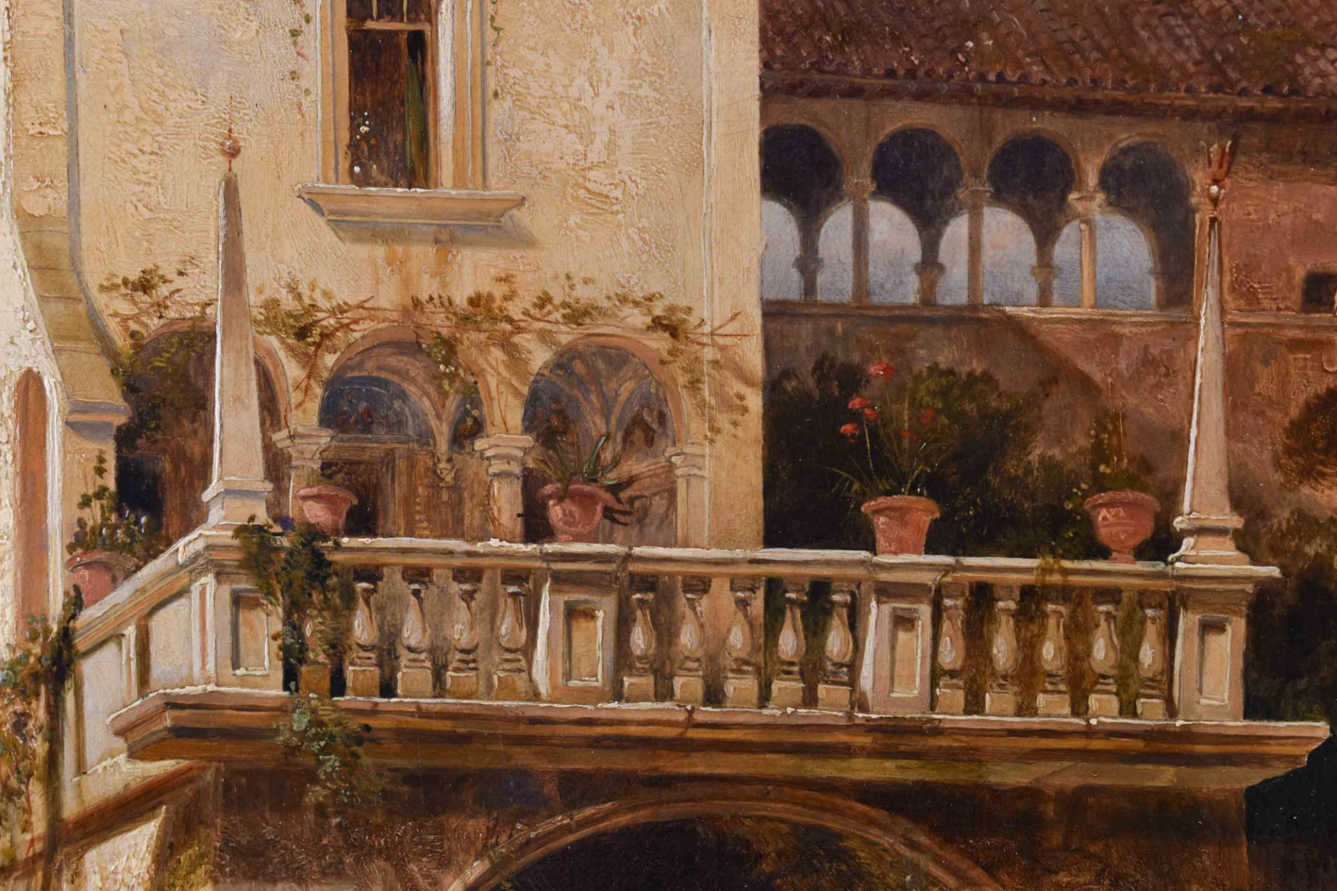 George Edwards HERING (1805-1879)"Villa am Gardasee"Mediterrane Szene mit einer Gondel und - Bild 5 aus 7