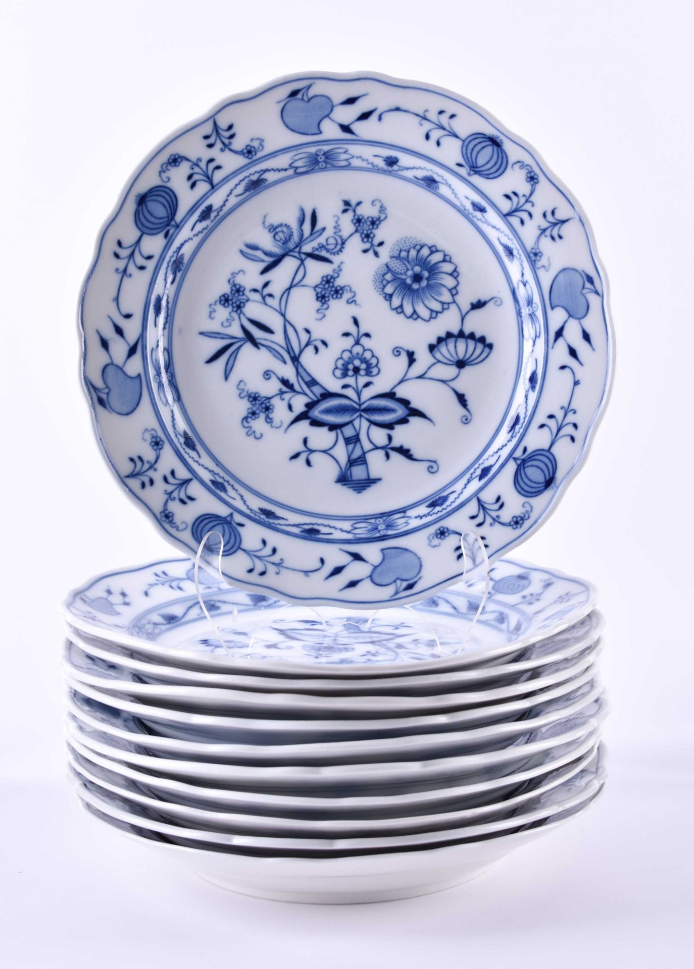 11 Speiseteller Stadt MeissenZwiebelmuster, gemarkt, Ø 25 cm11 dinner plates Stadt Meissendecor