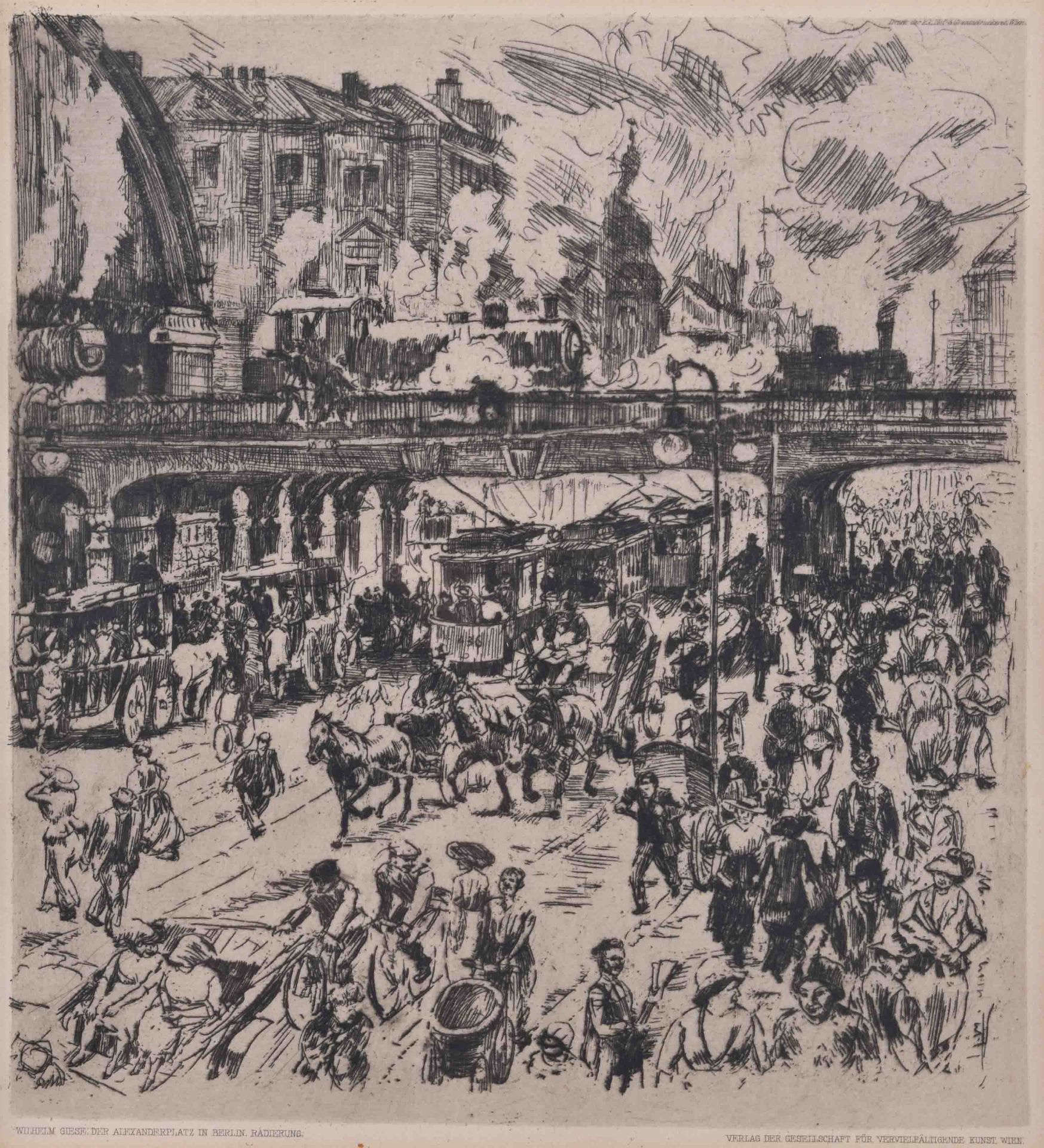 Wilhelm GIESE (1883-1945)"Berlin - Alexanderplatz"Grafik - Lithographie, Sichtmaß: 25,5 cm x 23,5