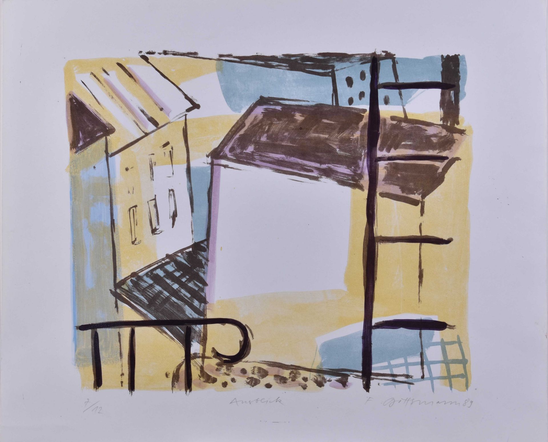 Frank Gottsmann (geb. 1956 in Klein Machnow)"Ausblick"Grafik - Farbsiebdruck auf dünnem Karton,