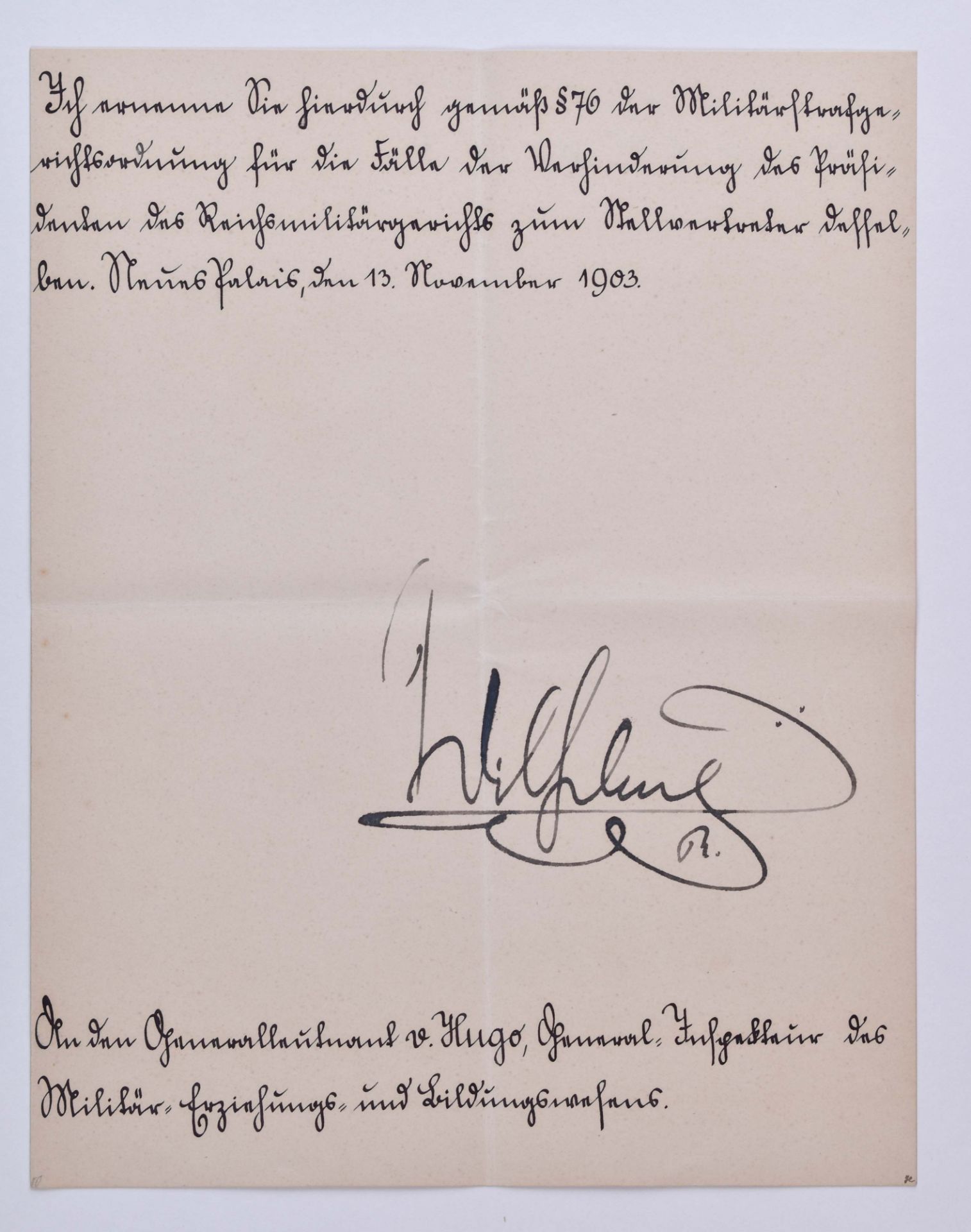 Ernennung zum stellv. Präsidenten des Militärgerichts dated 13.11.1903Ernennung zum stellv.Ernennung