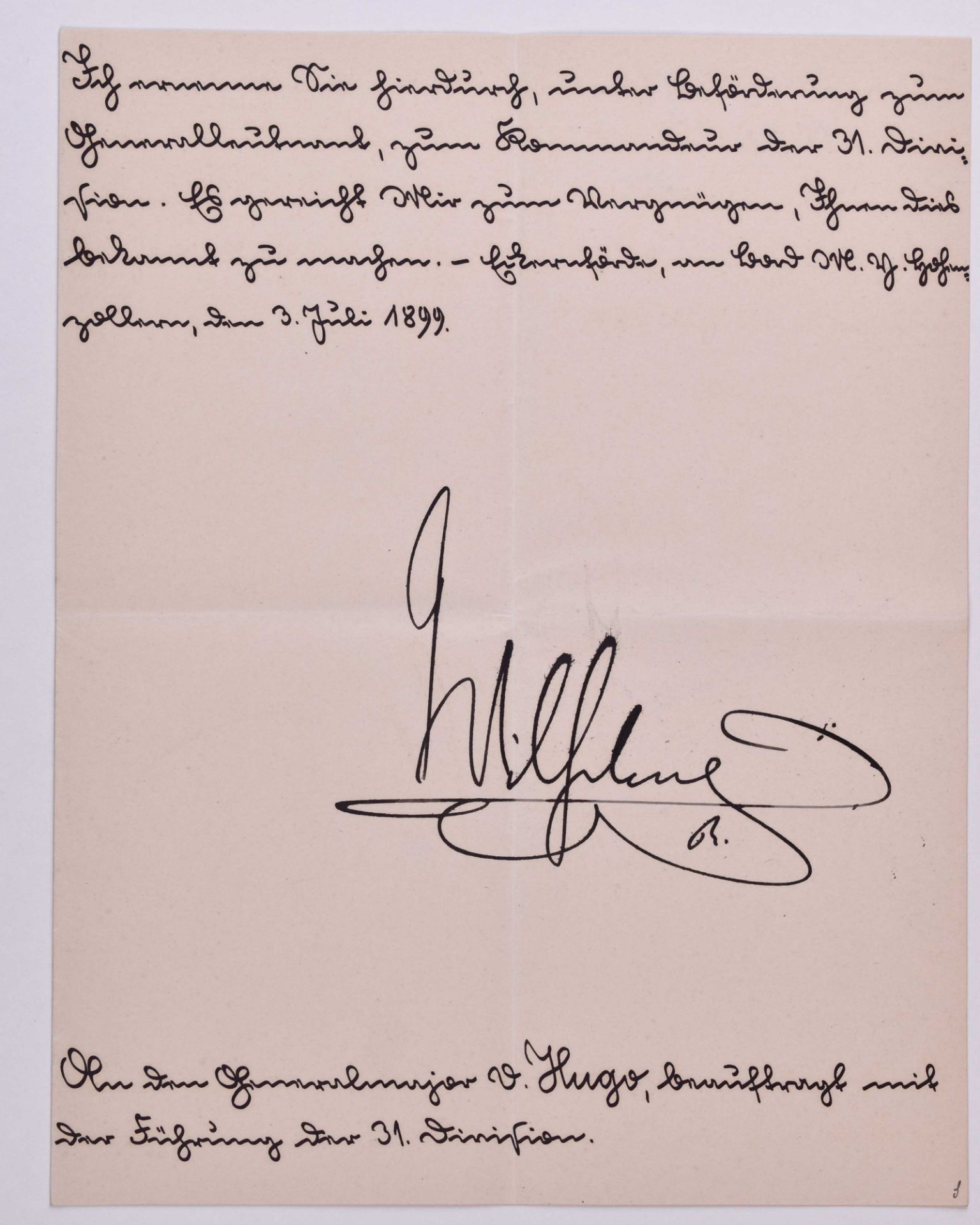 Ernennung zum Generalmajor vom 3.7.1899Mitteilung zur Ernennung zum Generalleutnant für Carl-Georg