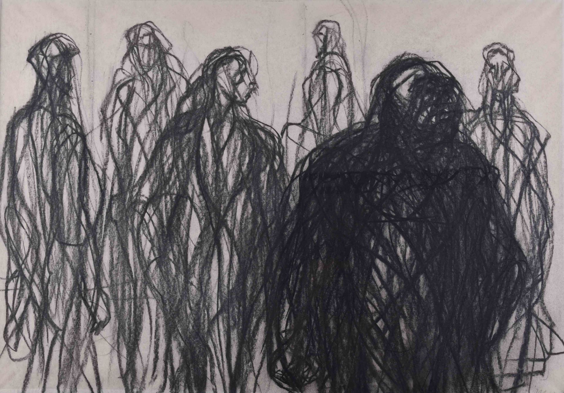 Max UHLIG (1937)"Begegnung"Zeichnung-Kohle auf Papier, Sichtmaß: 50 cm x 71,5 cm,rechts unten