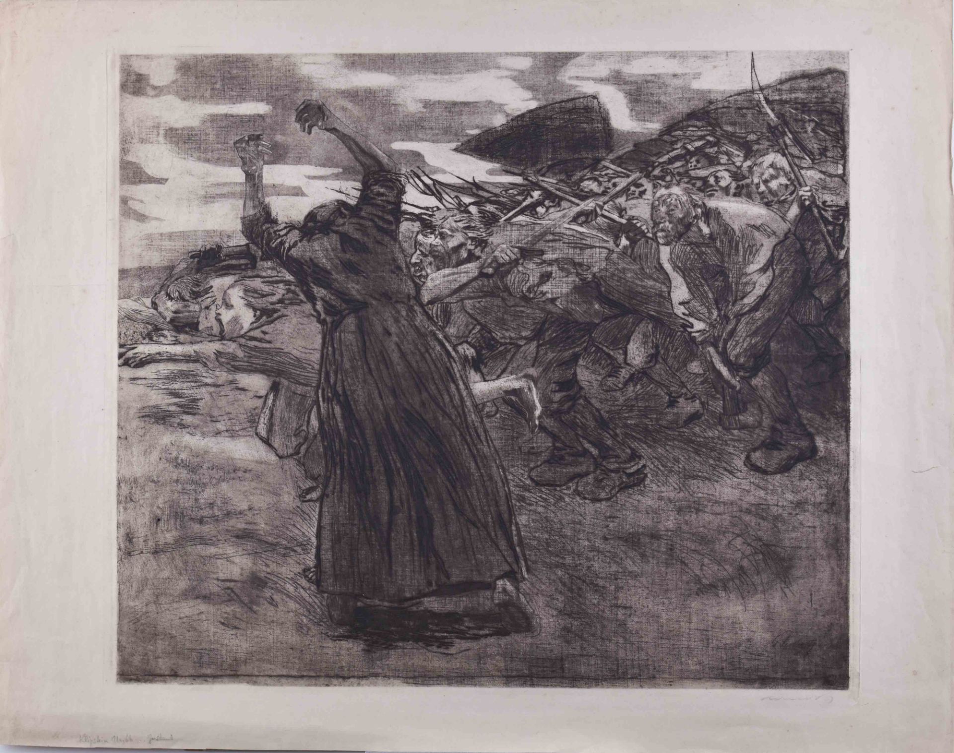 Käthe KOLLWITZ (1867-1945)"Losbruch"Grafik - Radierung auf Papier, Platte 50,5 cm x 58 cm, Blatt