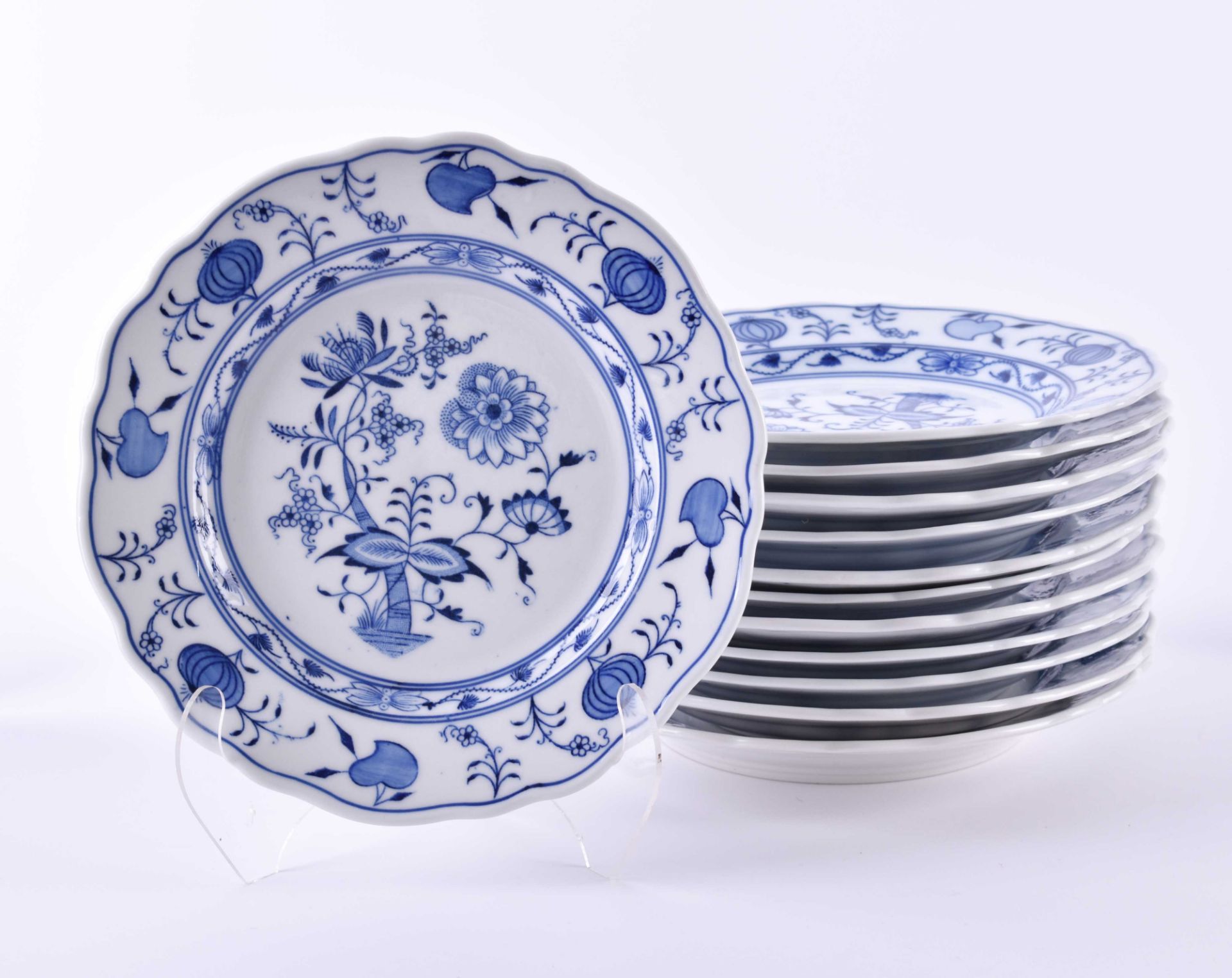 12 Abendbrotteller Stadt MeissenZwiebelmuster, gemarkt, Ø 19 cm12 dinner plates Stadt Meissendecor