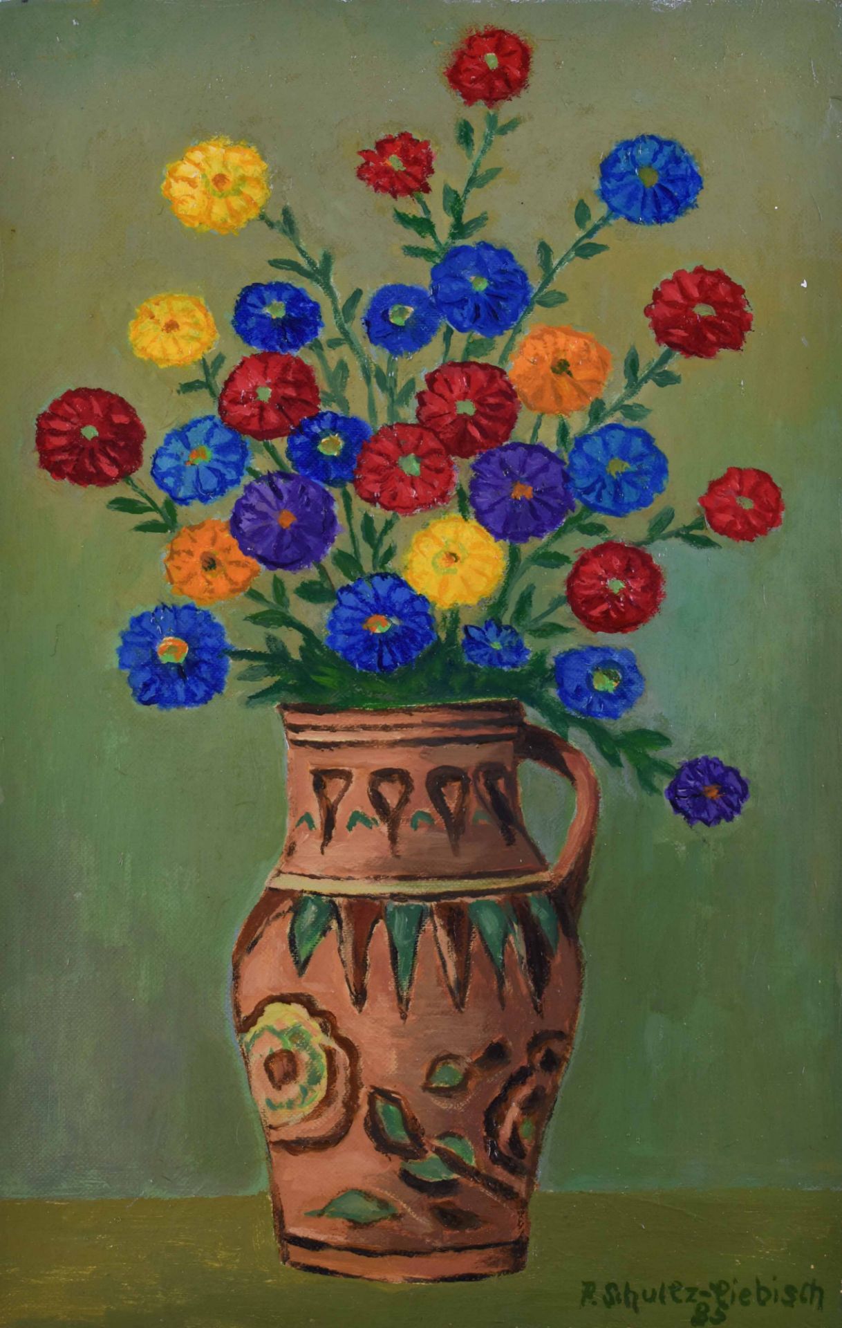 Paul SCHULTZ-LIEBISCH (1905-1996)"Blumenstillleben"Gemälde Öl / Leinwand-Sperrholz, 31 cm x 19,8