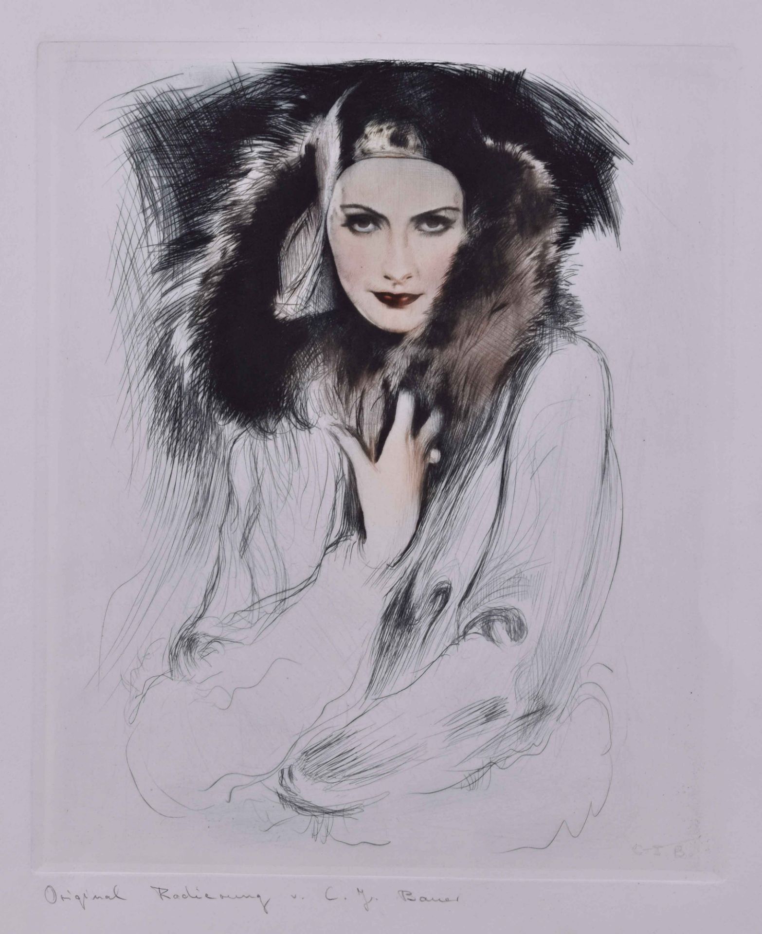 Carl Josef BAUER (1897-1989)"Portait of a lady"Grafik-Farbradierung, 30 cm x 25 cm,unten signiert - Bild 2 aus 4