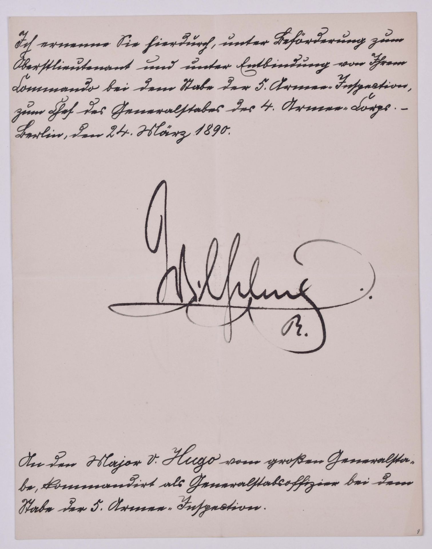 Beförderung und Ernennung zum Chef des Generalstabs vom 24.03.1890Ernennung zum Chef des