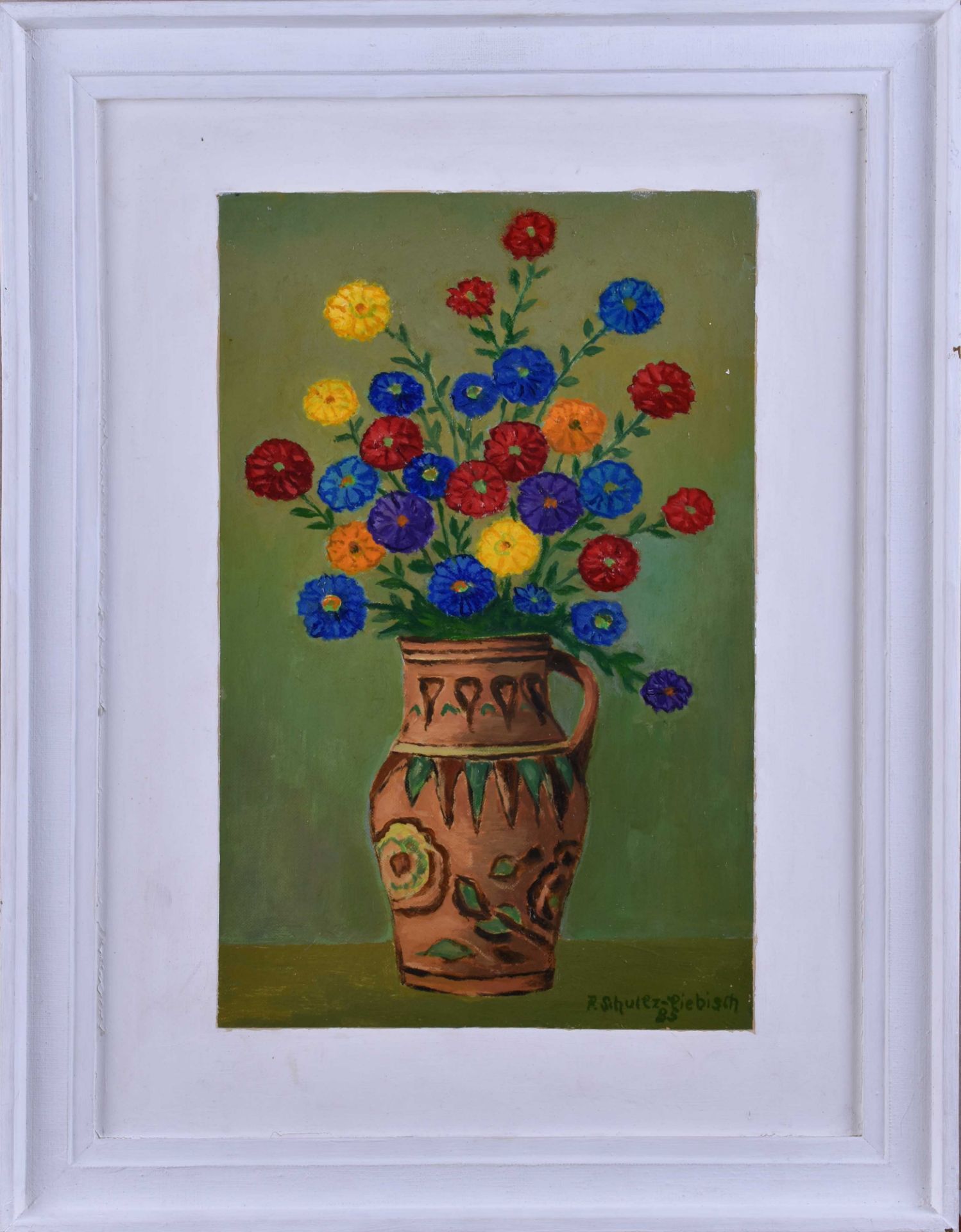 Paul SCHULTZ-LIEBISCH (1905-1996)"Blumenstillleben"Gemälde Öl / Leinwand-Sperrholz, 31 cm x 19,8 - Bild 2 aus 5
