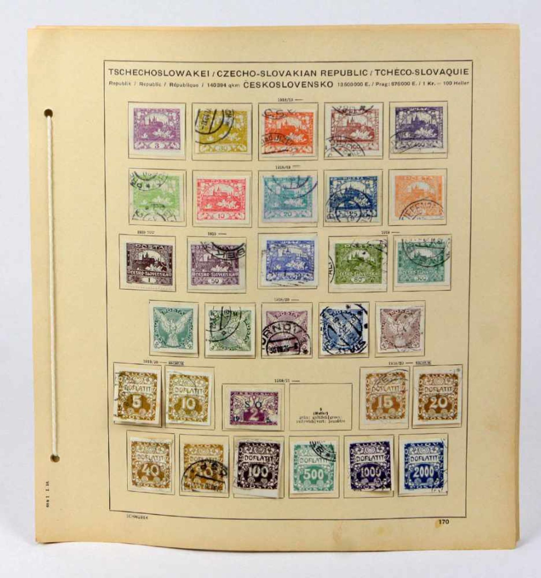 Briefmarken Tschechoslowakei 1918/35ungezähltes Konvolut überwiegend gestempelte Briefmarken