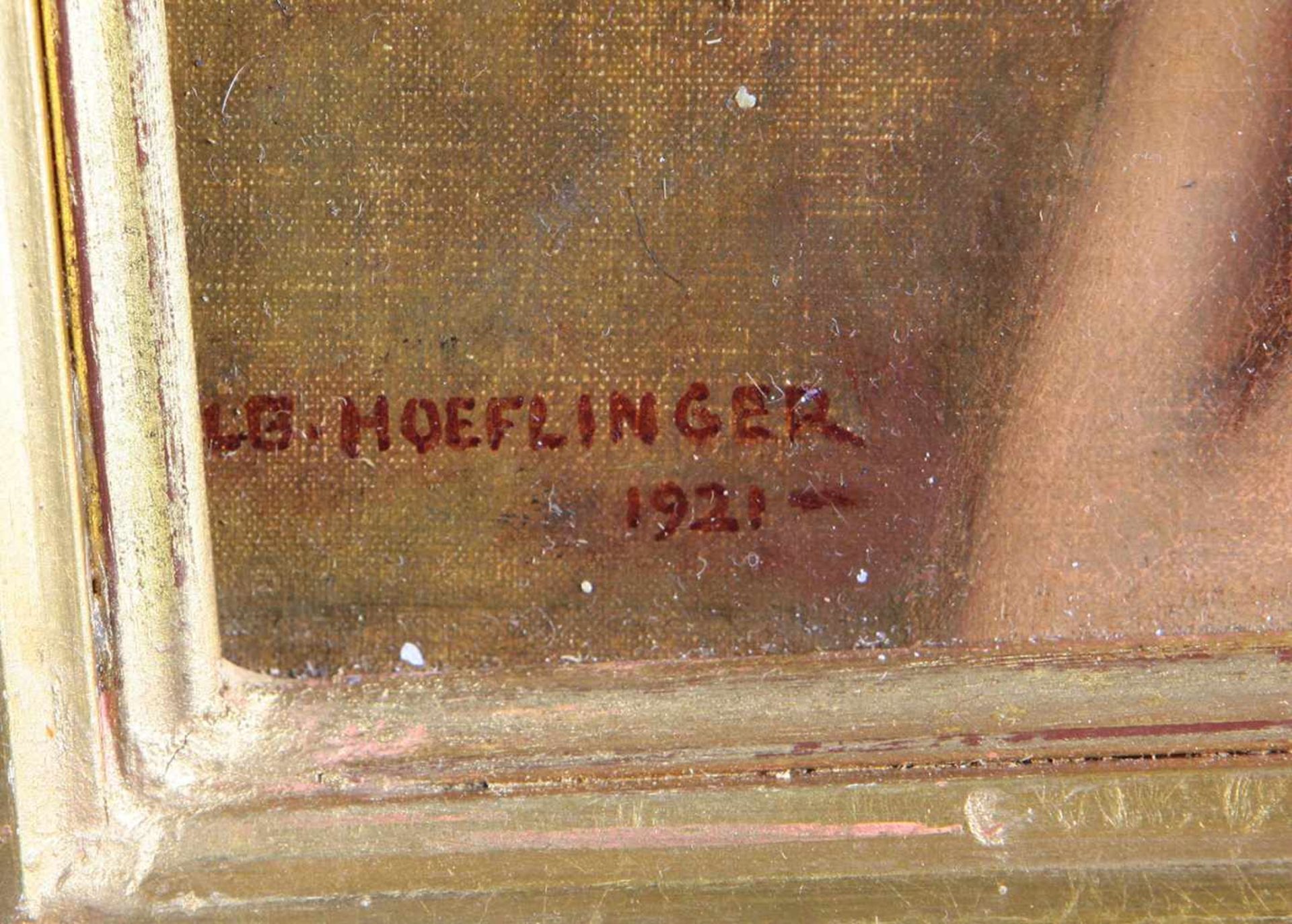 Damen Portrait - Hoeflinger, Albert 1921Öl/Lwd. links unten signiert Alb. Hoeflinger sowie datiert - Bild 2 aus 3