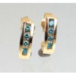 Ohrringe mit blauen Diamanten - GG 585in Gelbgold 585 (14 Karat) gearbeitet u. punziert,