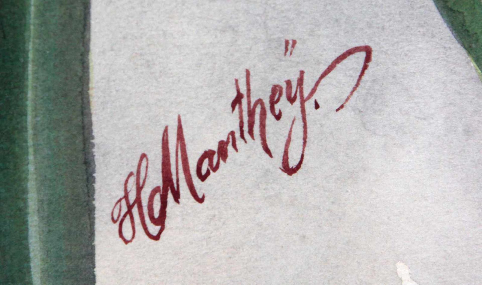 Gladiolen - Manthey, HeidiAquarell rechts unten signiert H. Manthey, Heidi Manthey (* 24.3.1929 in - Bild 2 aus 2