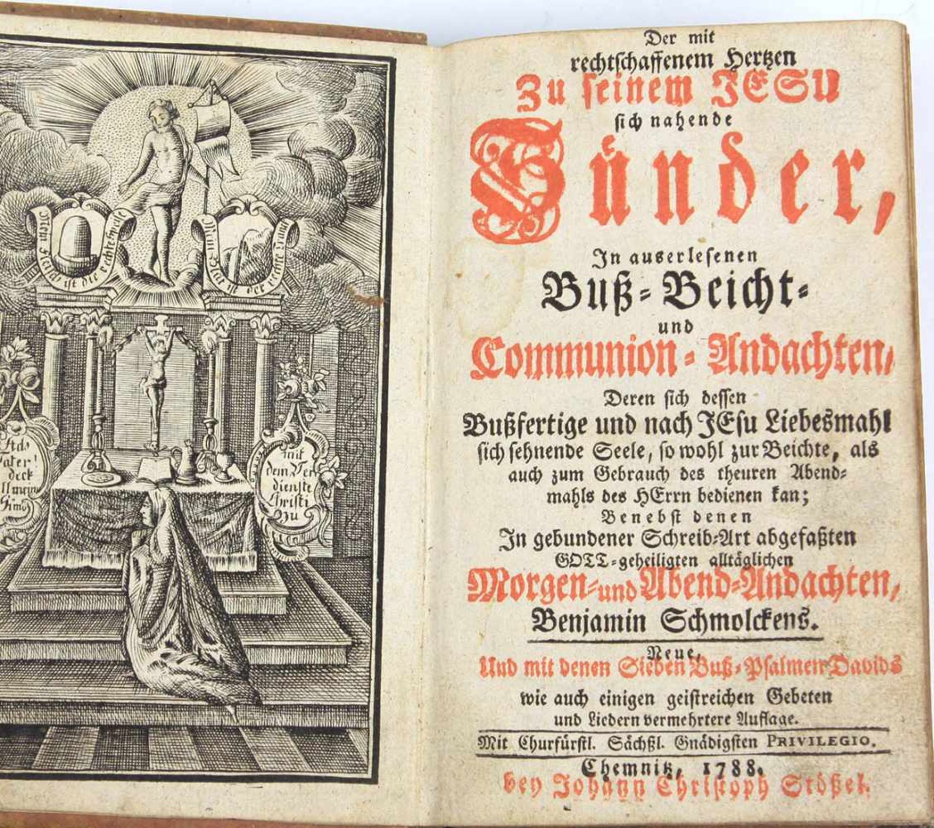 Andachten Chemnitz 1788Der mit rechtschaffenem Hertzen zu seinem Jesu sich nahenden Sünder, in - Bild 2 aus 2