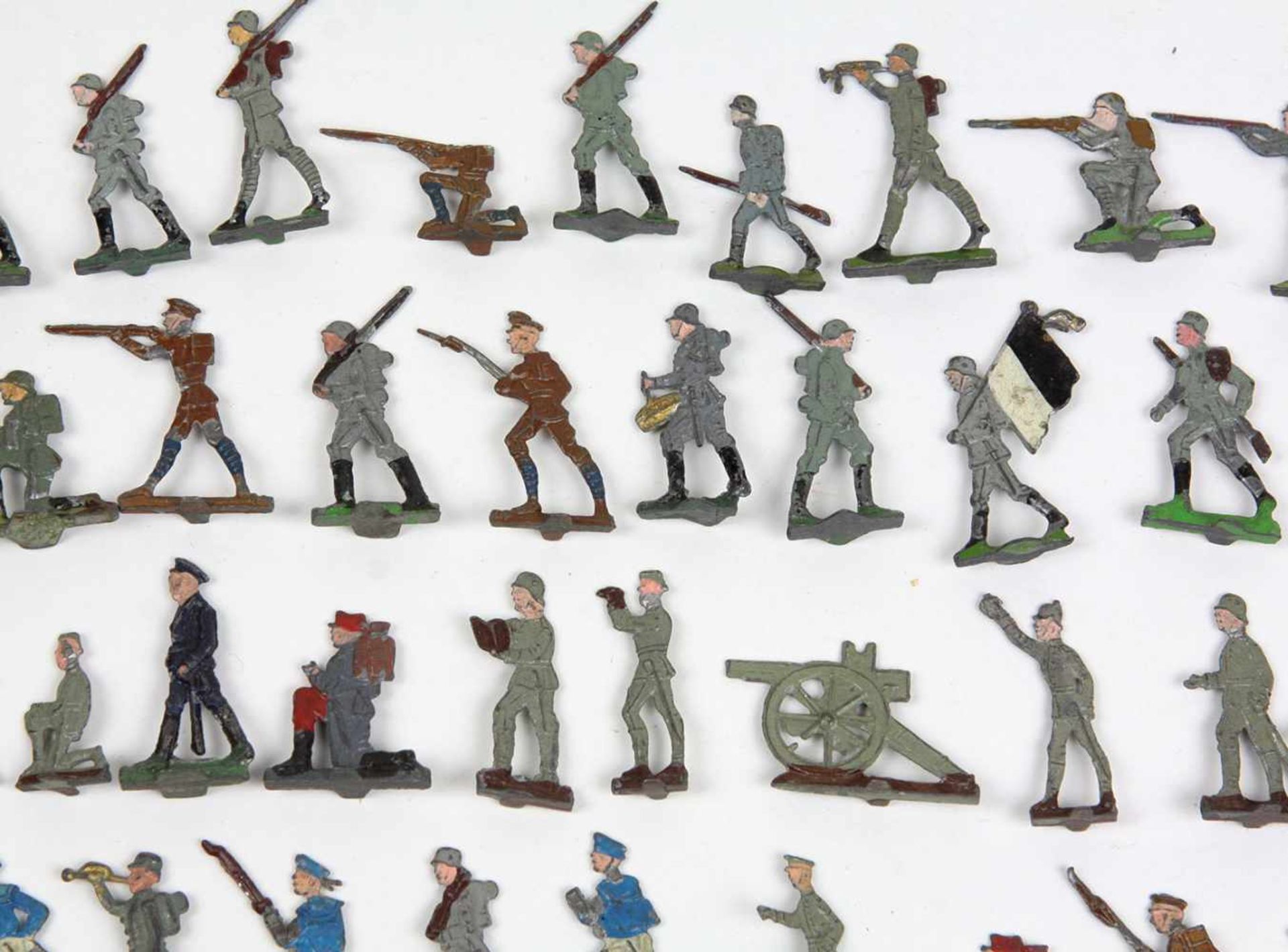 Posten Heyde Zinnsoldatengegossen Flachfiguren aus Zinn, teils farbig gefasst, verschiedene - Bild 4 aus 4